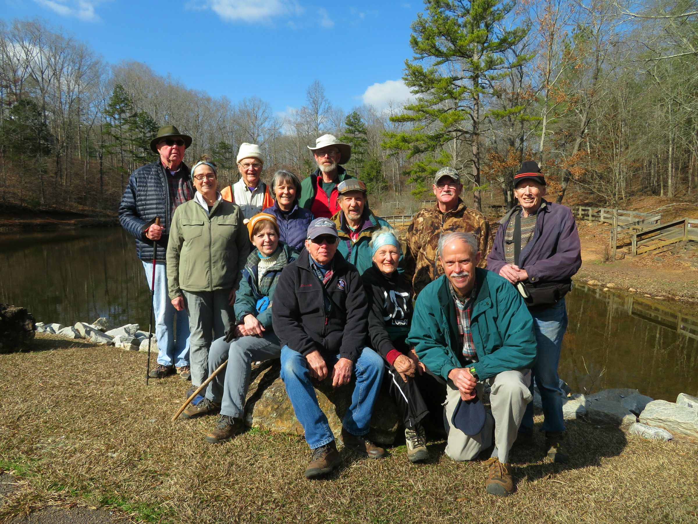 Today's Hikers (L-R): Tim, Mary Lou, Dick, Jenny, Renee, Dave, Vic, Bruce, Jeanne, Ray, Mike & Phil