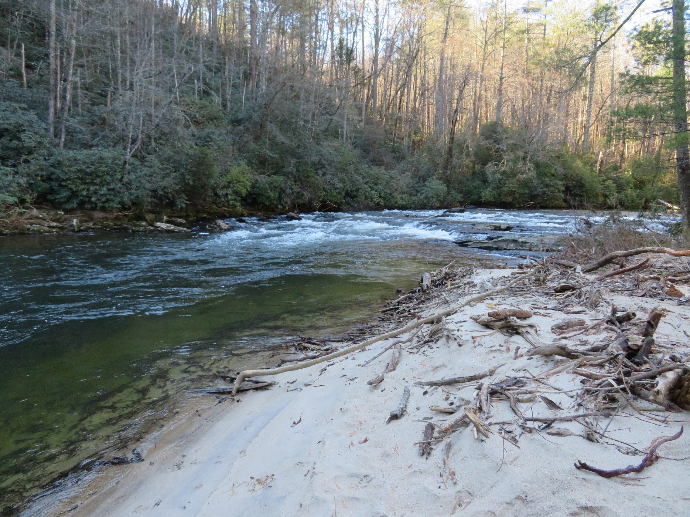 Last section of the Chattooga River prior to returning on Crack-in-the-Rock Trail