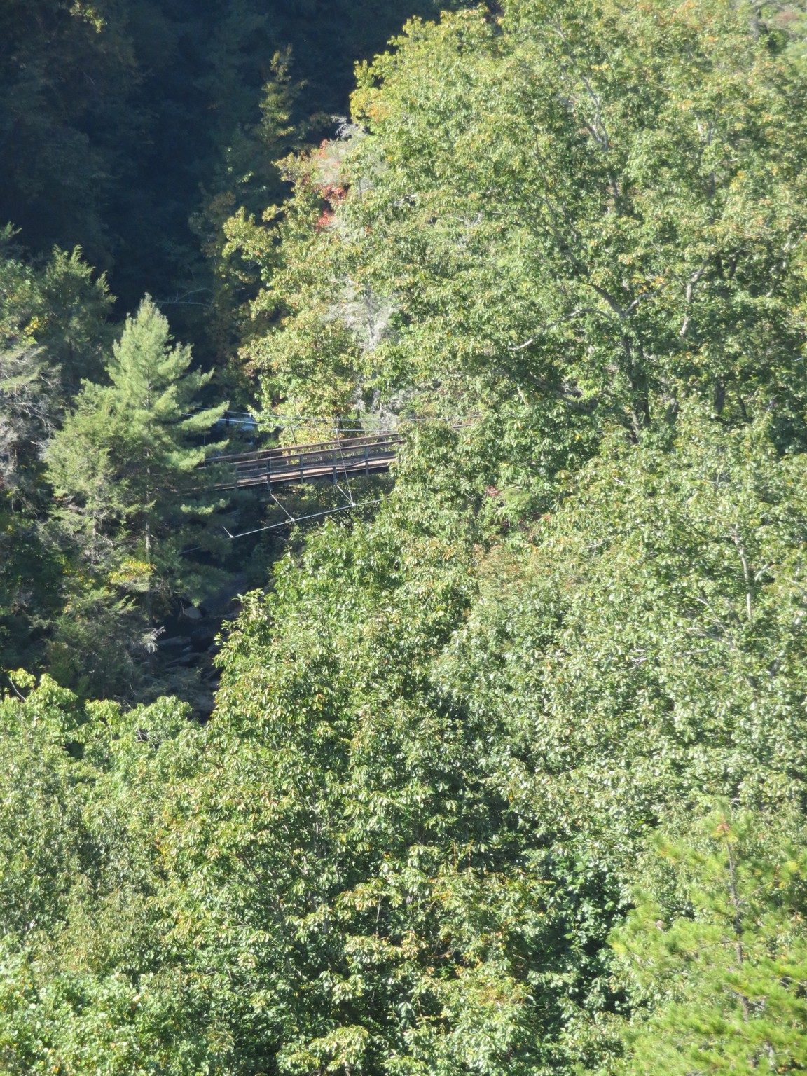 Suspension Bridge at bottom of Tallulah Gorge crossing Tallulah River