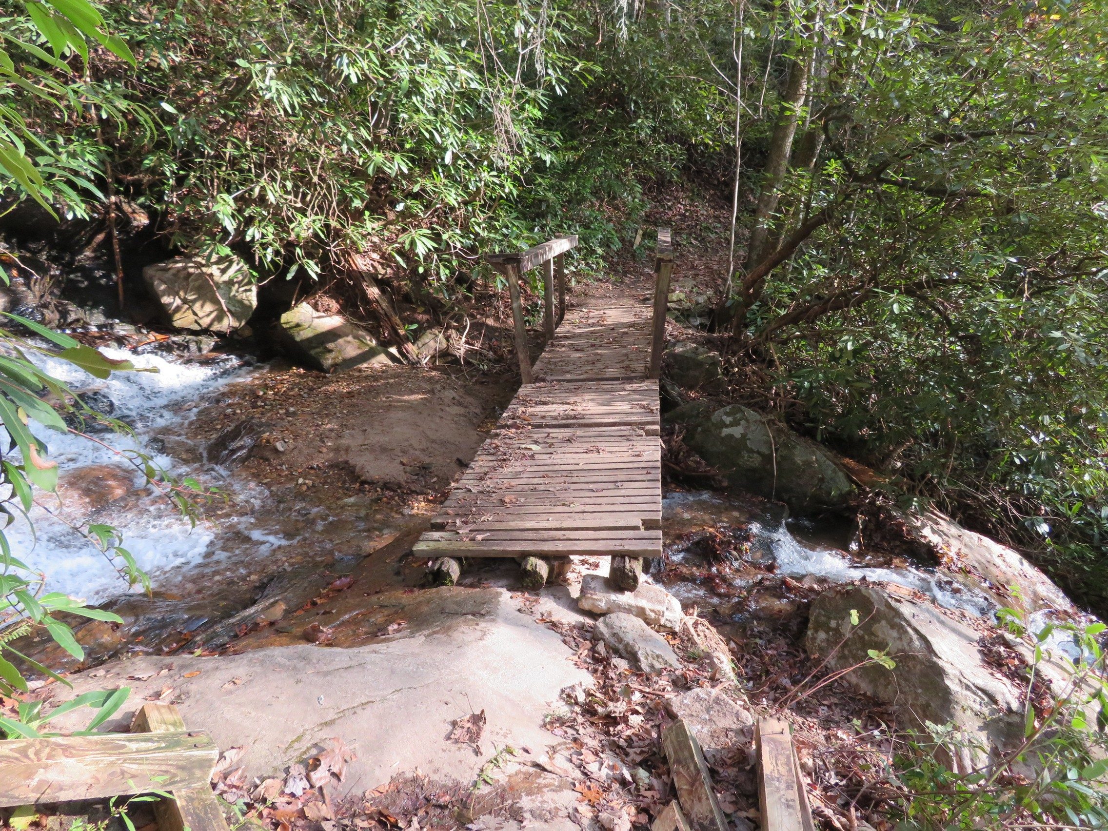 Damaged bridge below Becky Branch Falls  afer 8+" rainfall