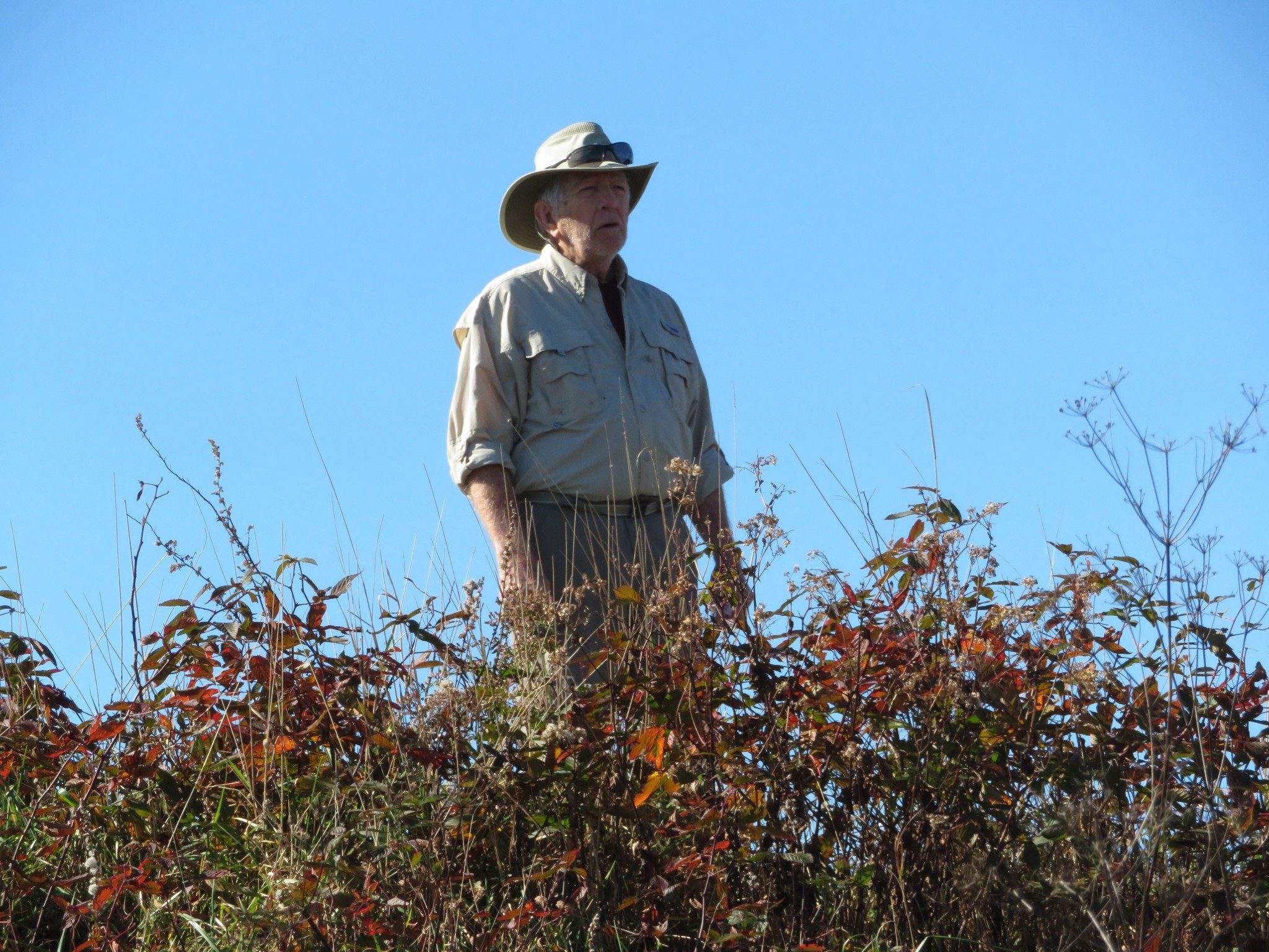 Halloween Surprise - Scarecrow Vic scaring off hikers at top of Siler Bald