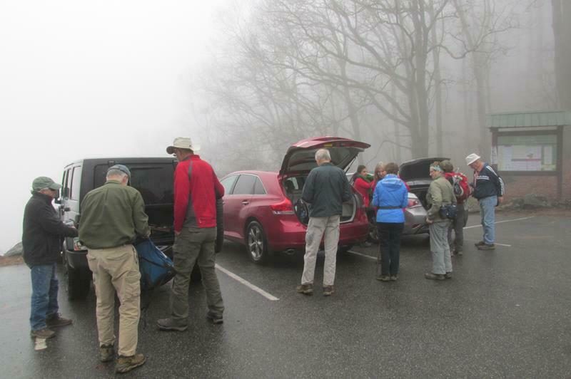 Getting ready at the Woody Gap parking lot.