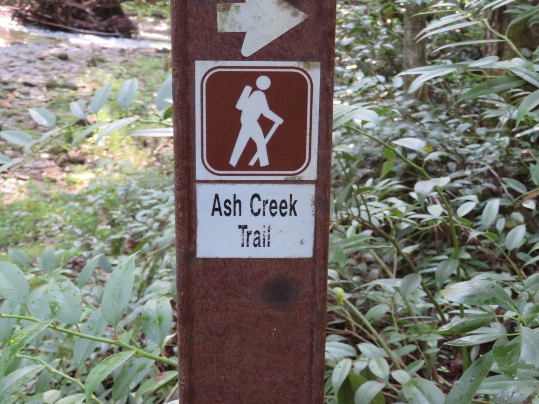Ash Creek Trail Sign - Pay Attention to Direction of Travel