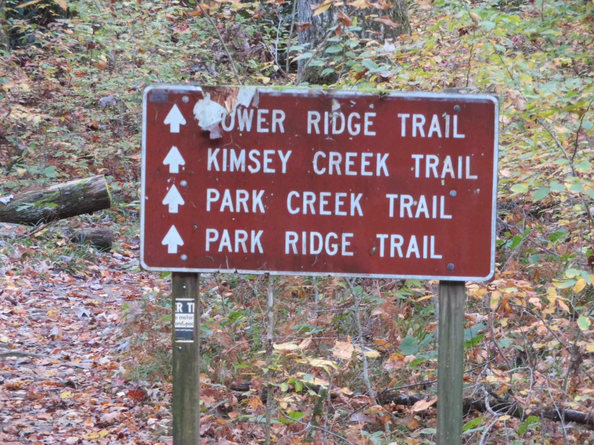 Trail sign at Backcountry Information and Parking Area