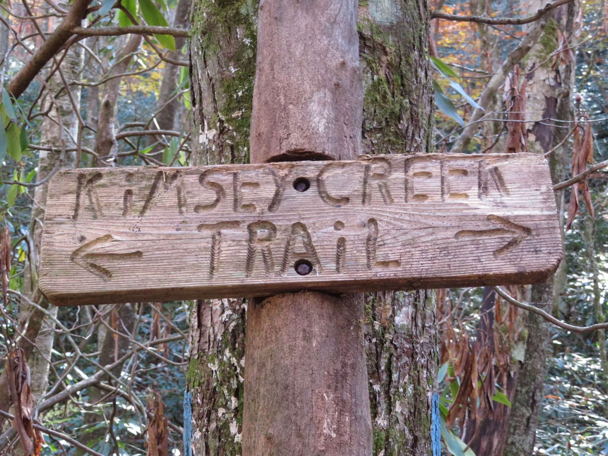 Trail sign a intersecting secondary trail