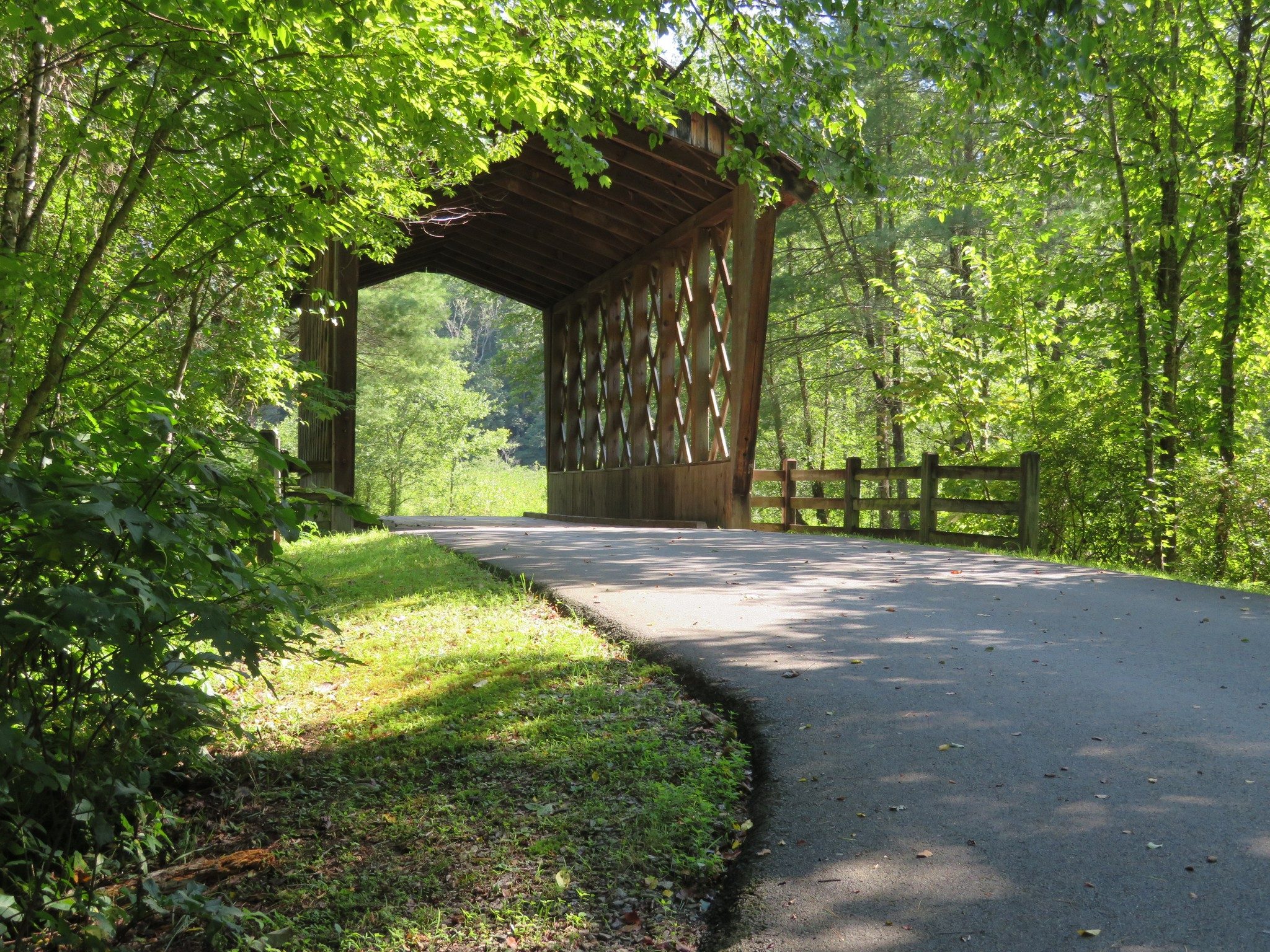 Exiting Ash Creek Trail Just Beyond Covered Bridge on Tsalaki Trail