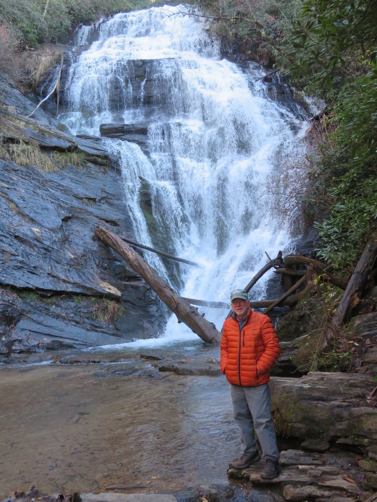 Really high falls.  Compare Vic who is 7'-5" to the falls behind him.