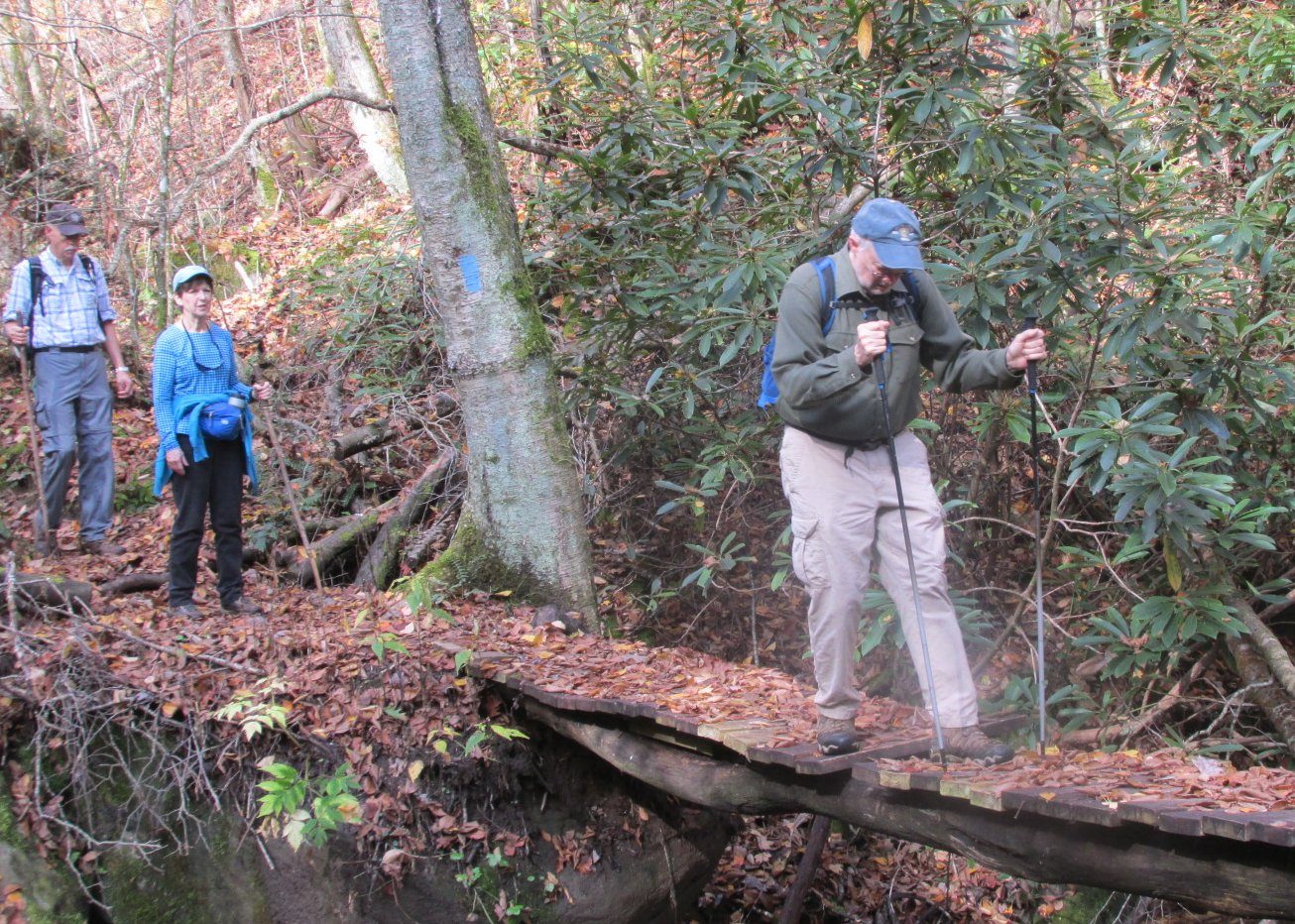Watch your step on this wet and canted bridge!