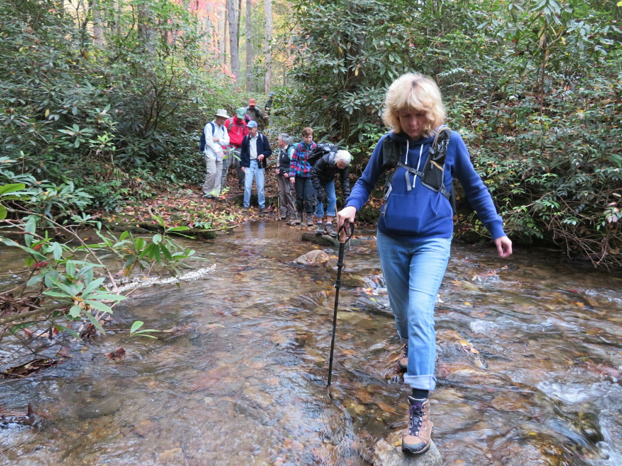 But we did cross Bad Creek . . . way to go folks !!!  Inna is in the lead in this photo.