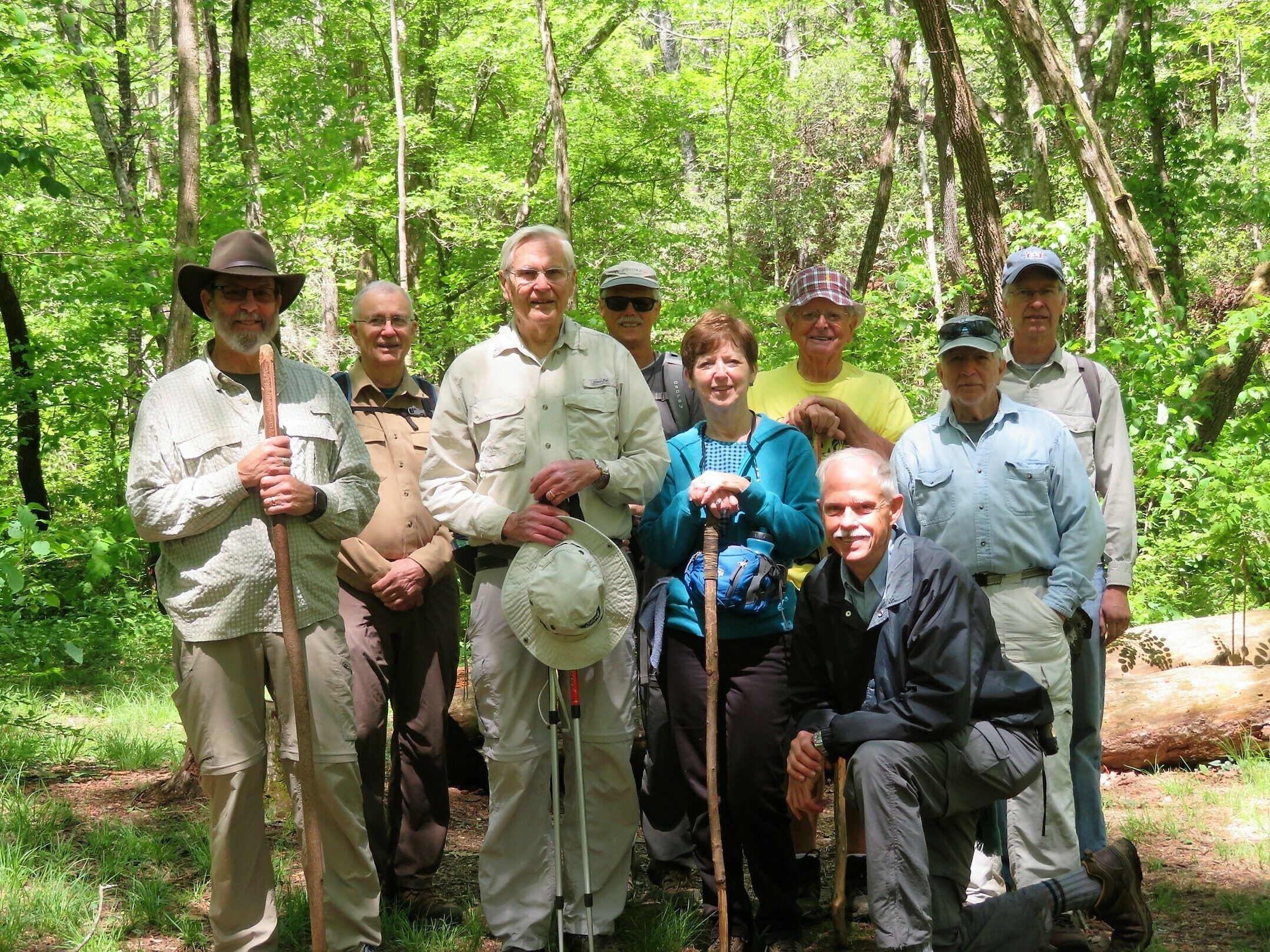 Todays Hikers at W Fork Wolf Creek (L-R): Jack, Ray, Vick, Jim, Jenny, Joe, Mike, Vic & Edwin