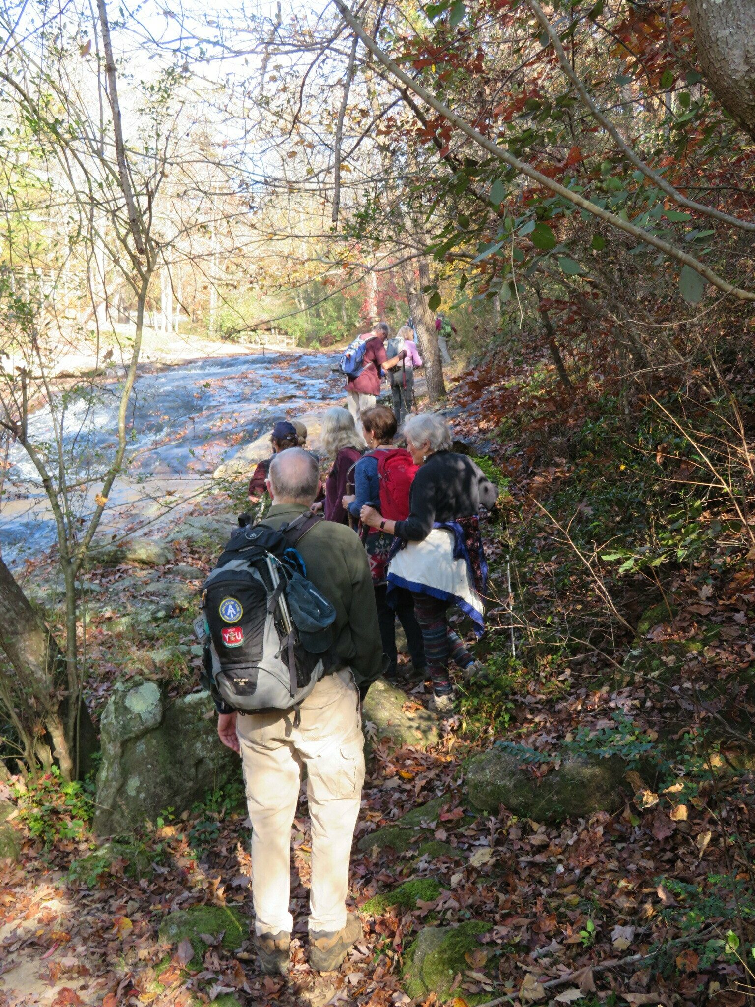 Walking along Rice Creek at the end of our hike.