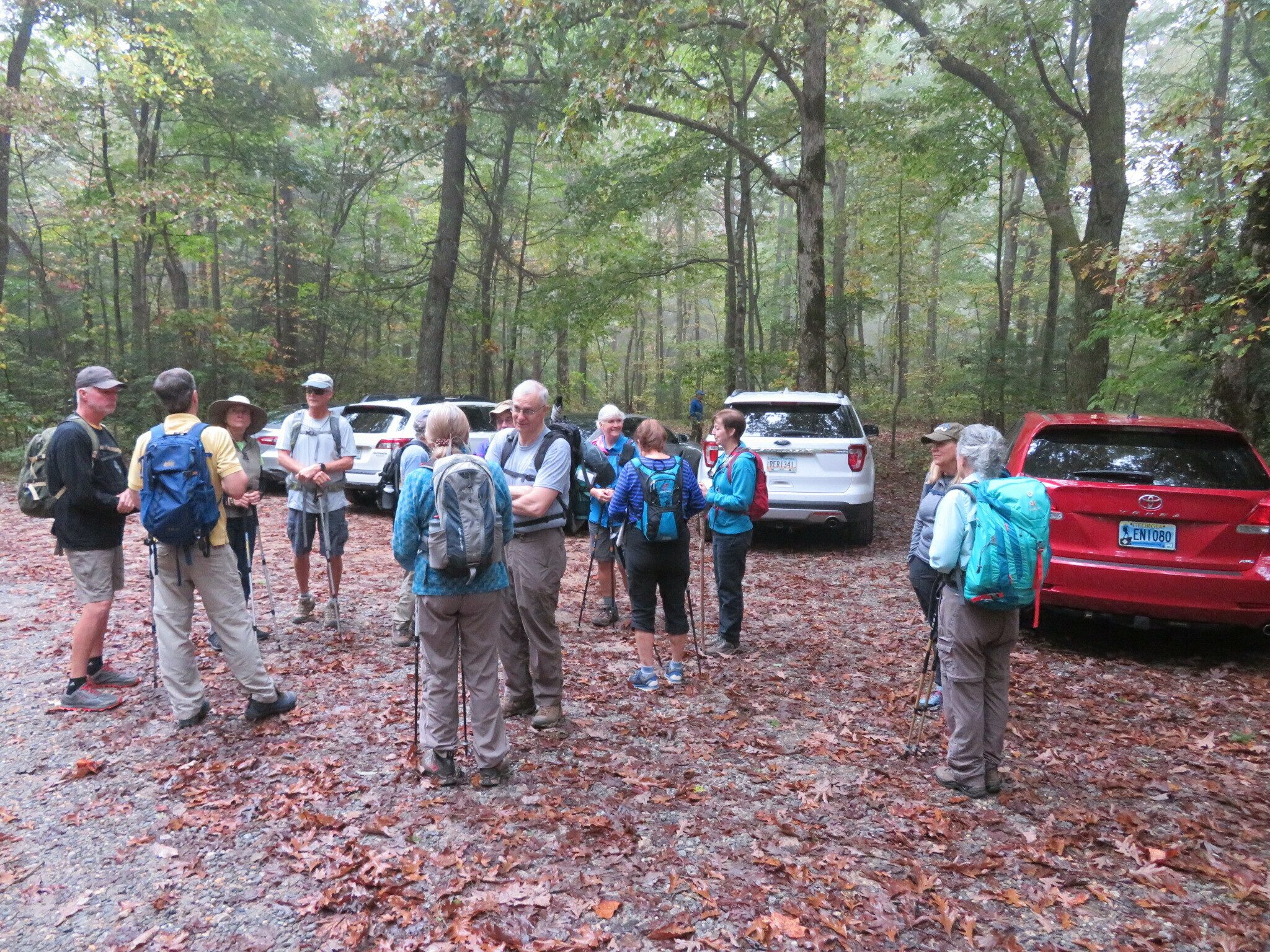 Getting organized at Gooch Gap.