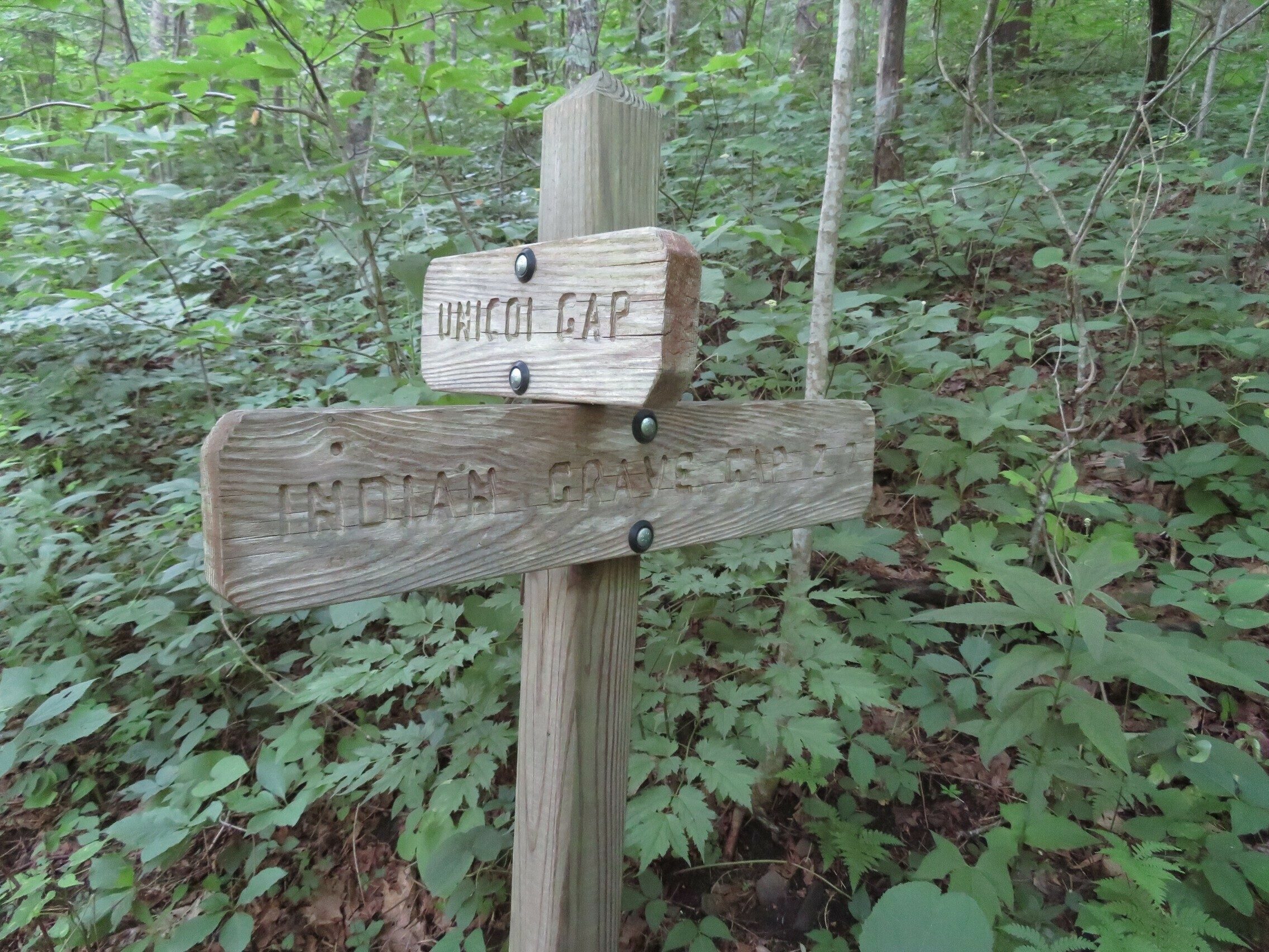 Trail marker at start of hike.