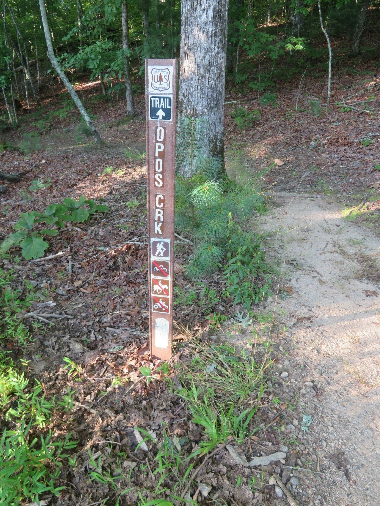 Marker at start of trail.