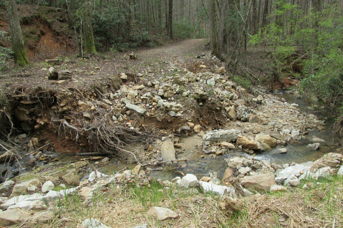 Former vehicle bridge washout