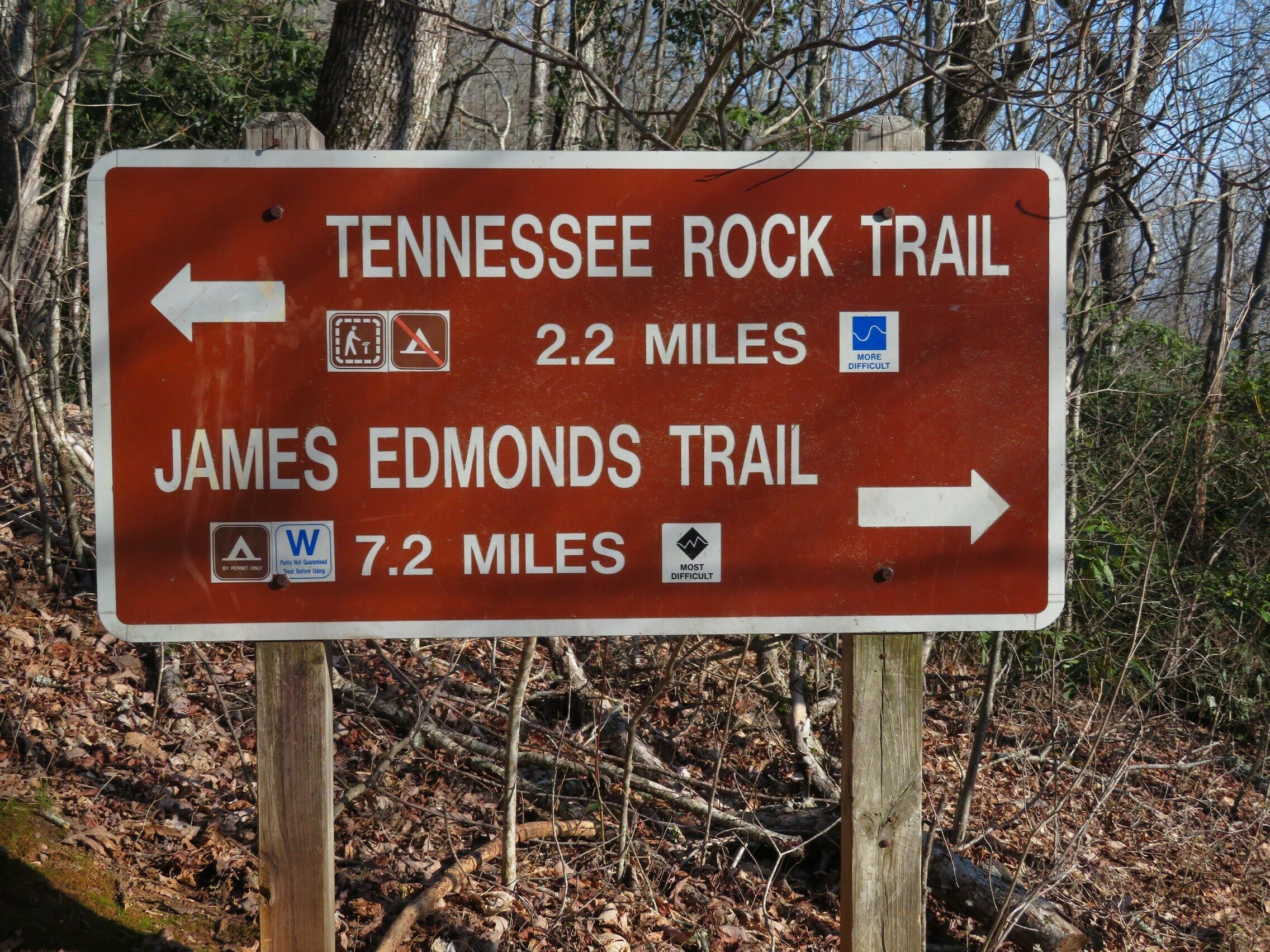 Trail sign for the Tennessee Rock Trail