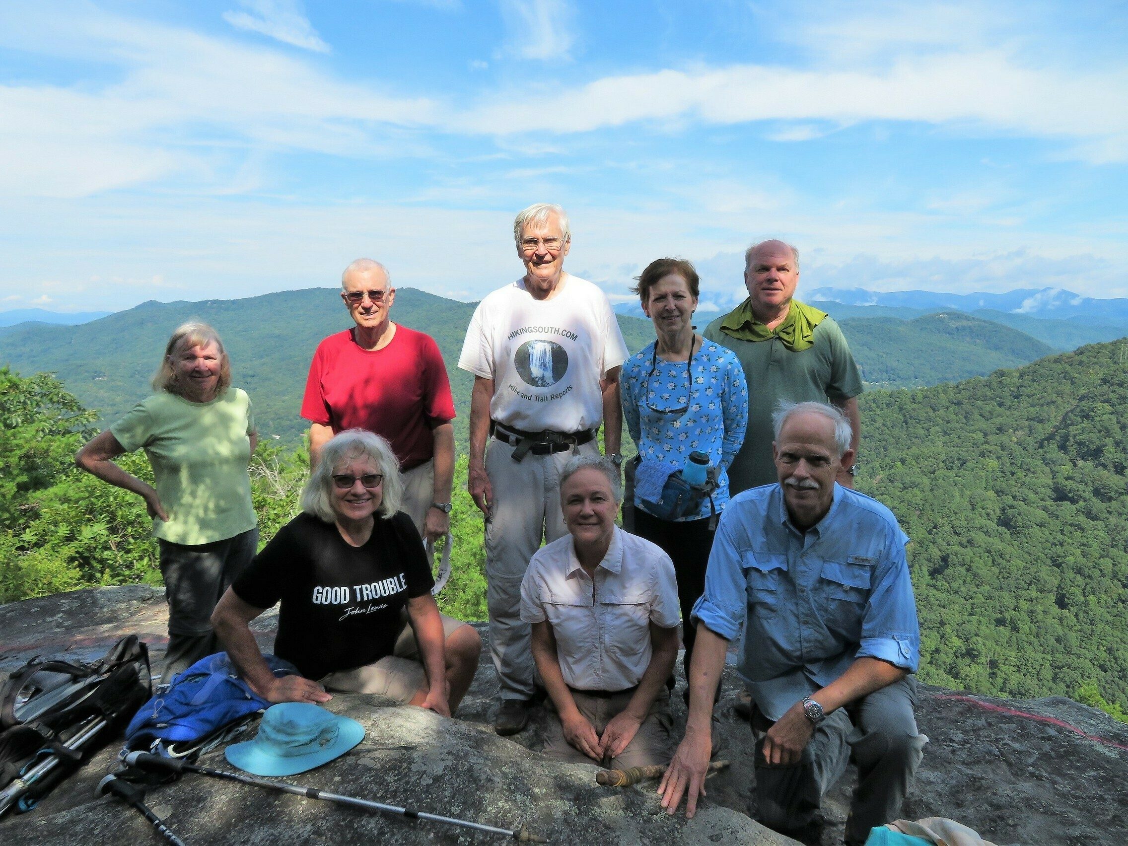 Today's hikers (L-R); Angela, Stephanie, Ray, Dick, Christine, Jenny, John & Mike
