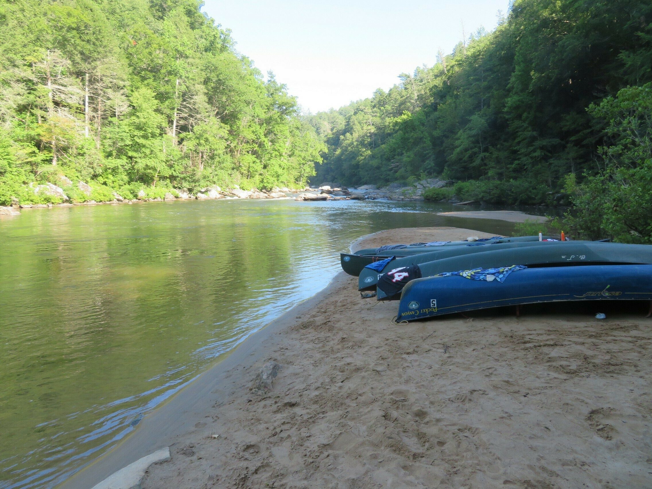 Looking up the Chattooga River where Opossum Creek flows into it.