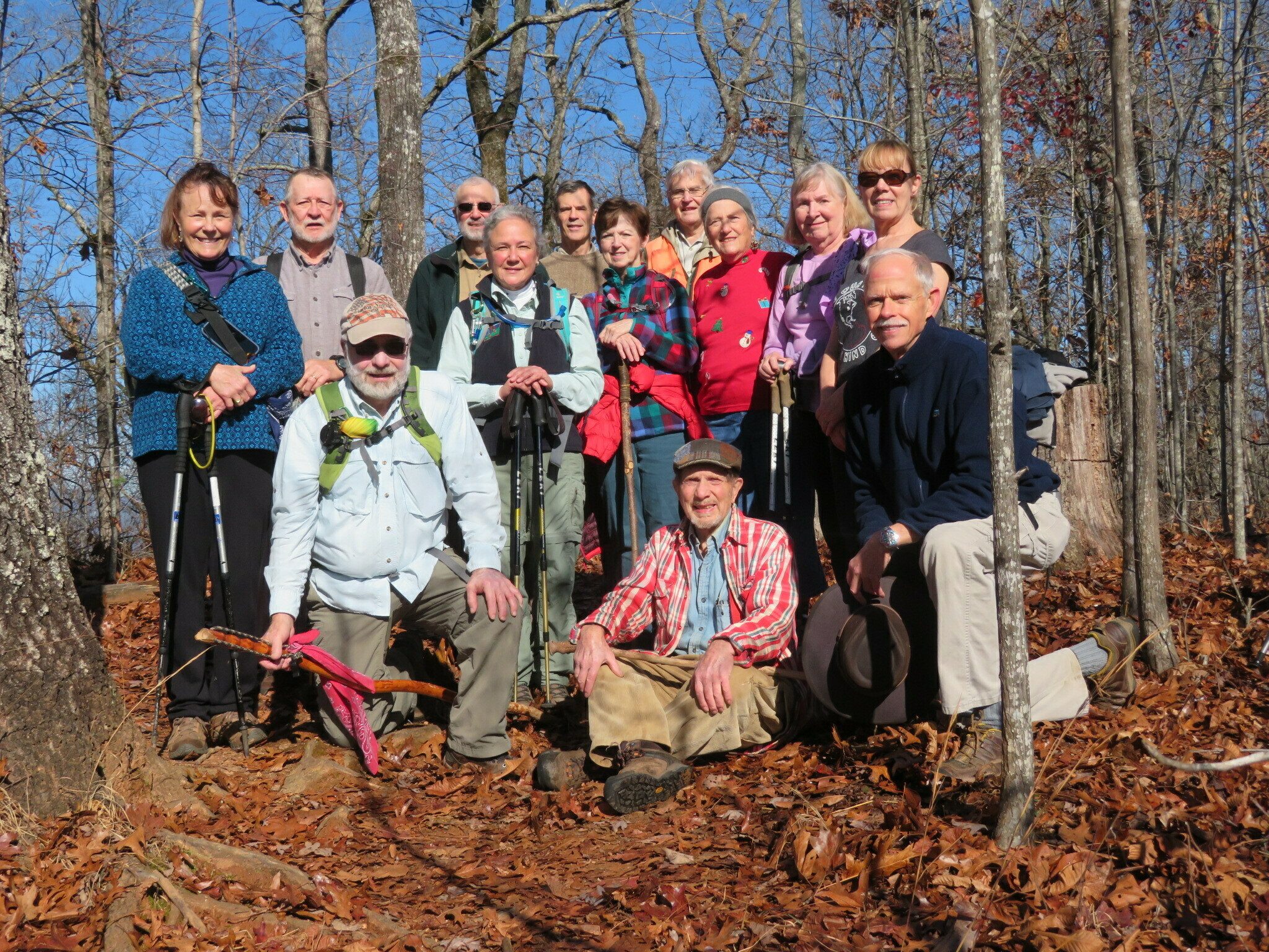 Today's Hikers (L-R): Renee, Bob, Gary, Ray, Christine, Gerald, Jenny, Dick, Bruce, Jeanne, Angela, Doris & Mike