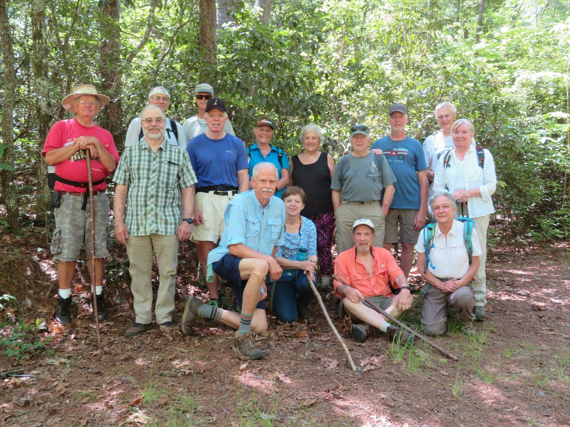 Today's Hikers (L-R): Joe, Gary, Ray, Jim, Stephen, Renee, Mike, Jenny, Jeanne, Vic, Bruce, Ken, Christine, Dick & Angela