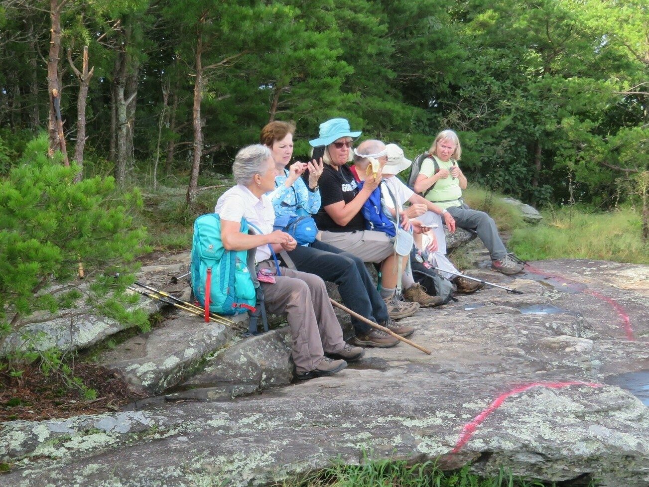 Taking a break on Pinnacle Knob.