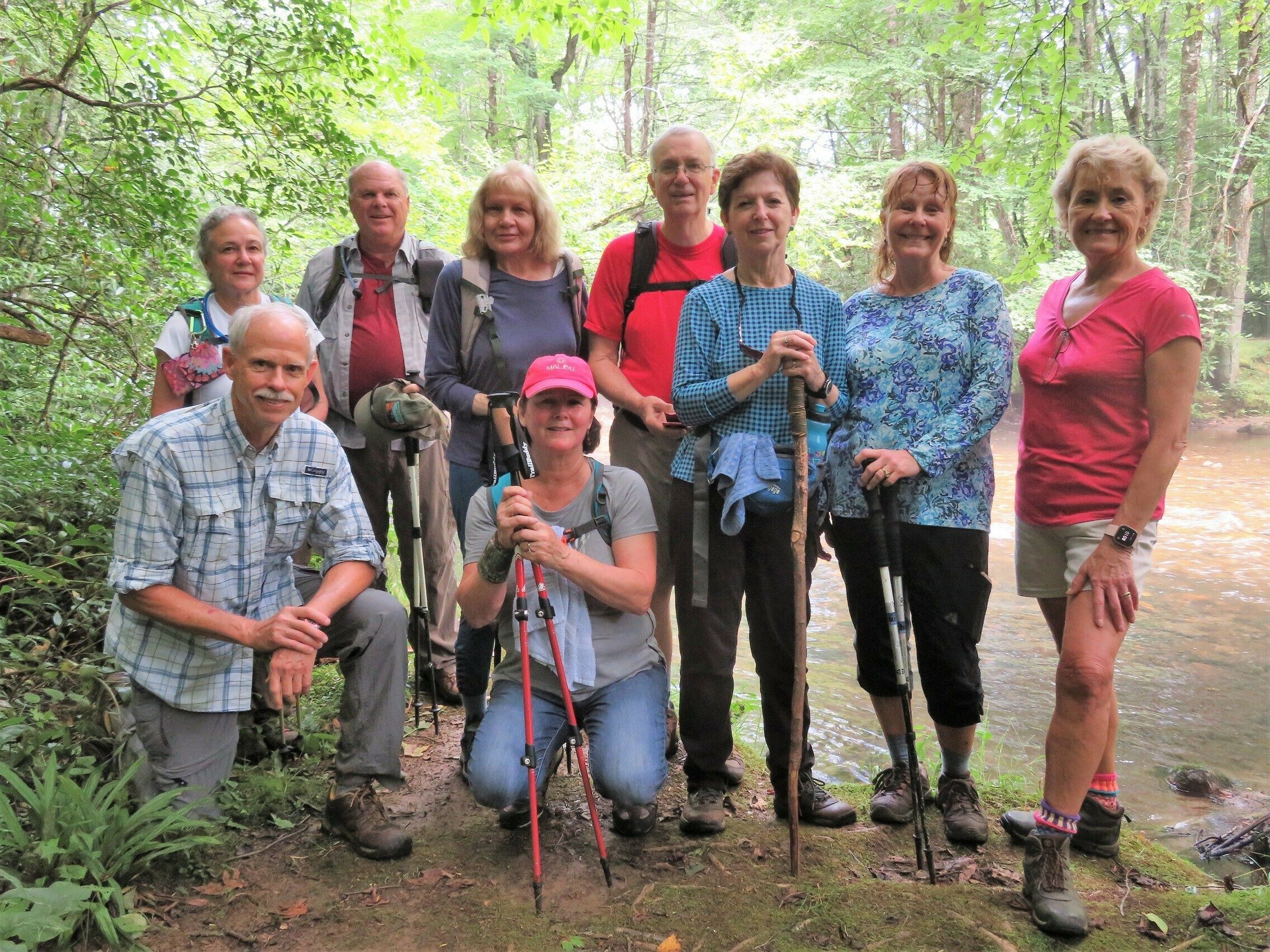 Today's hikers (L-R): Christine, Mike, John, Patti, Lynn, Ray, Jenny, Renée & Beth