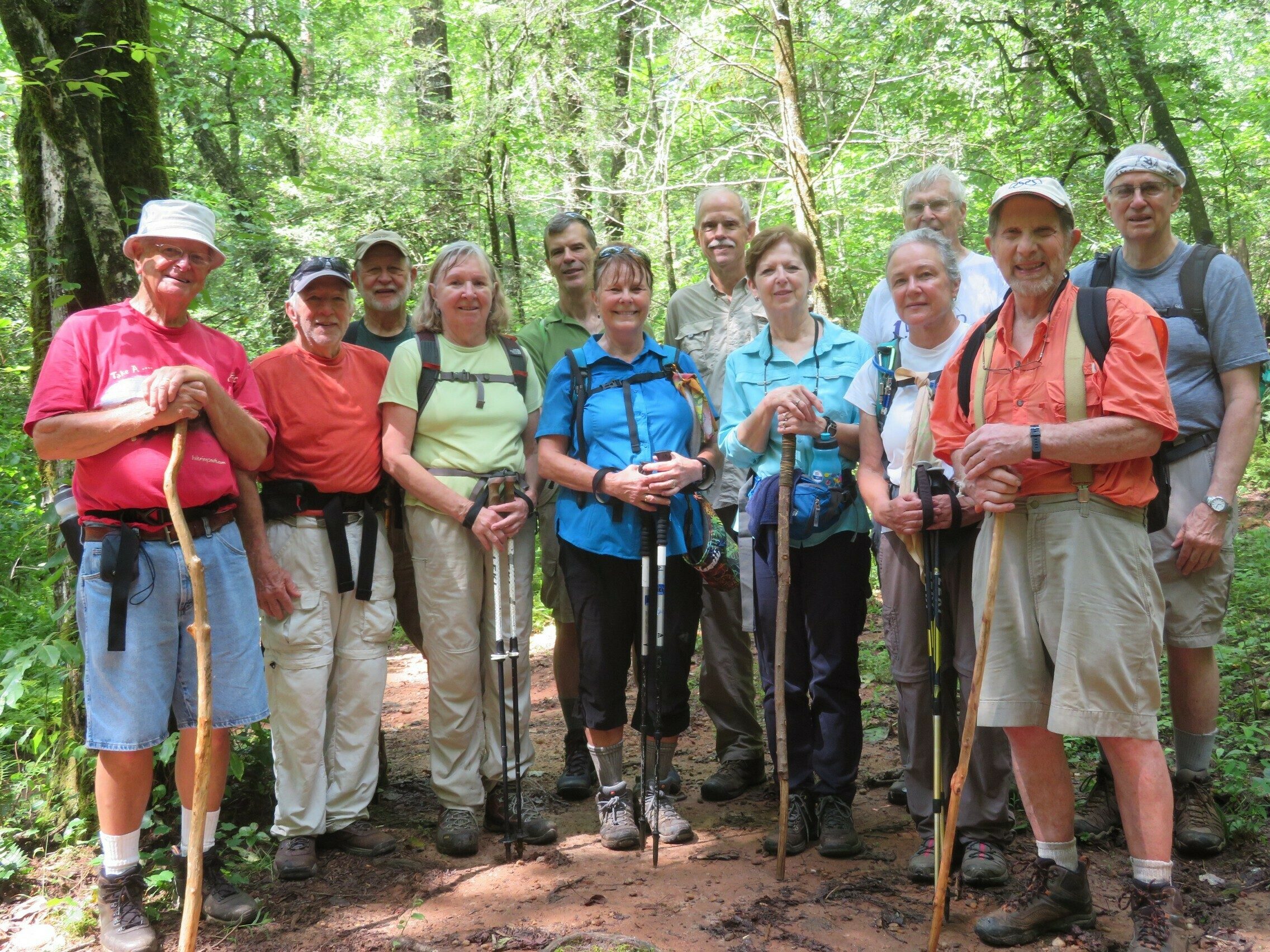 Today's Hikers (L-R): Joe, Vic, Bob, Angela, Gerald, Renee, Mike, Jenny, Christine, Dick, Bruce & Ray