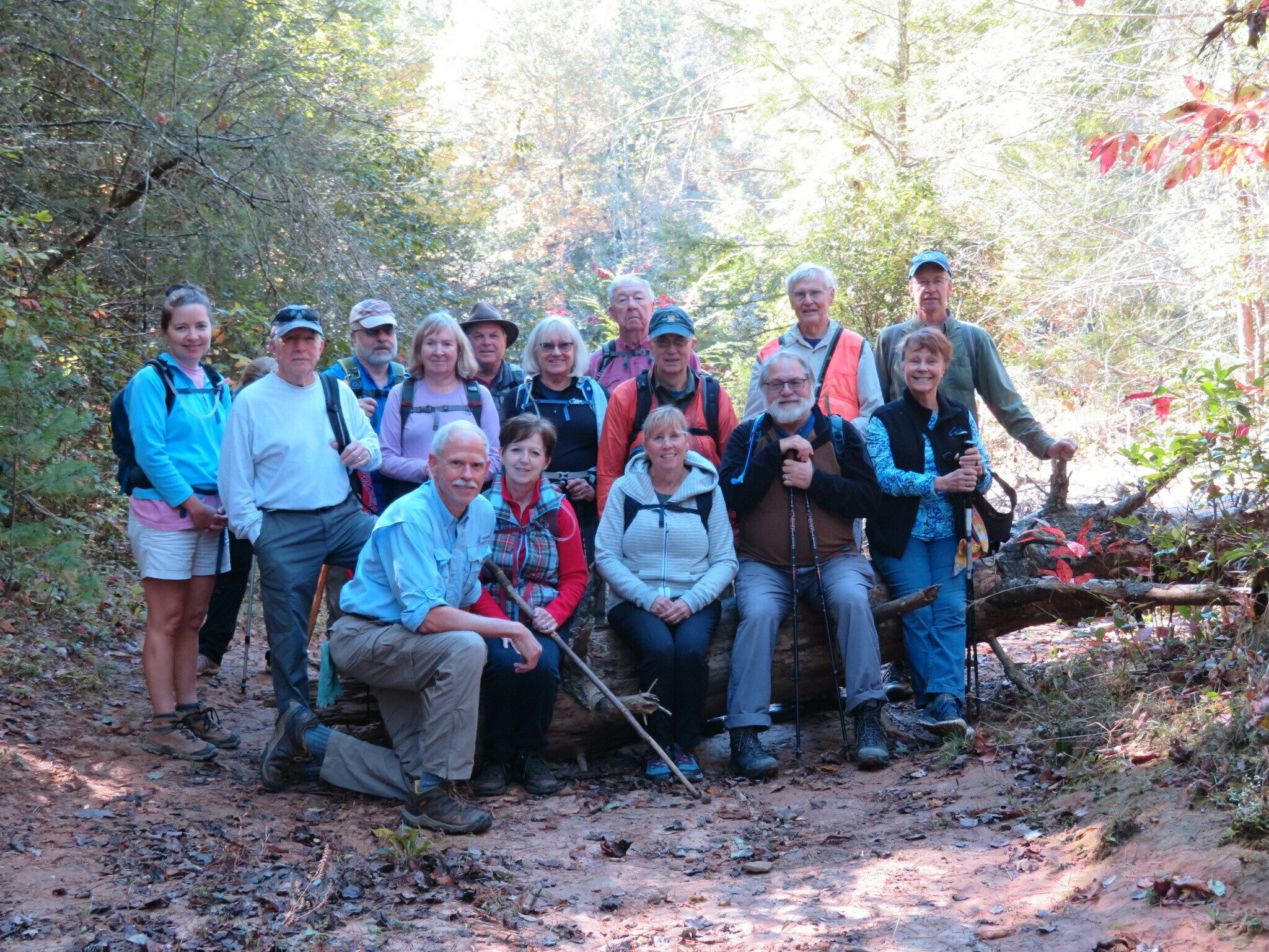 Today's Hikers (L-R): Heather, Greta, Vic, Gary, Angela, Mike, John, Jenny, John, Stephanie, Tim, Ray, Lynn, Jack, Dick, Renee & Edwin