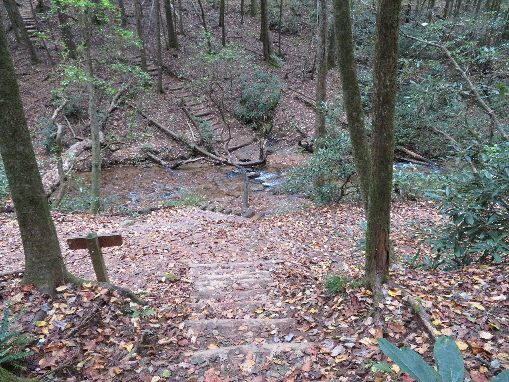 Headed down to the second water crossing across Justus Creek..