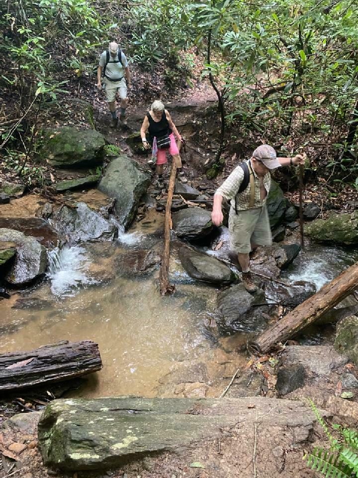 A bit of rock hopping on the final stretch to the falls.