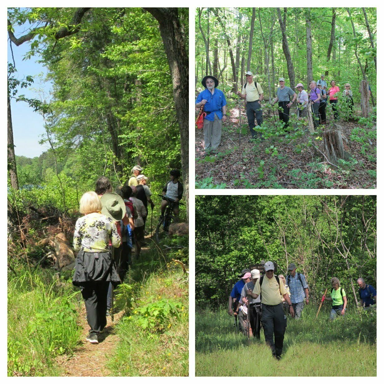 Trail pics of our hikers including an encounter with a mountain biker.