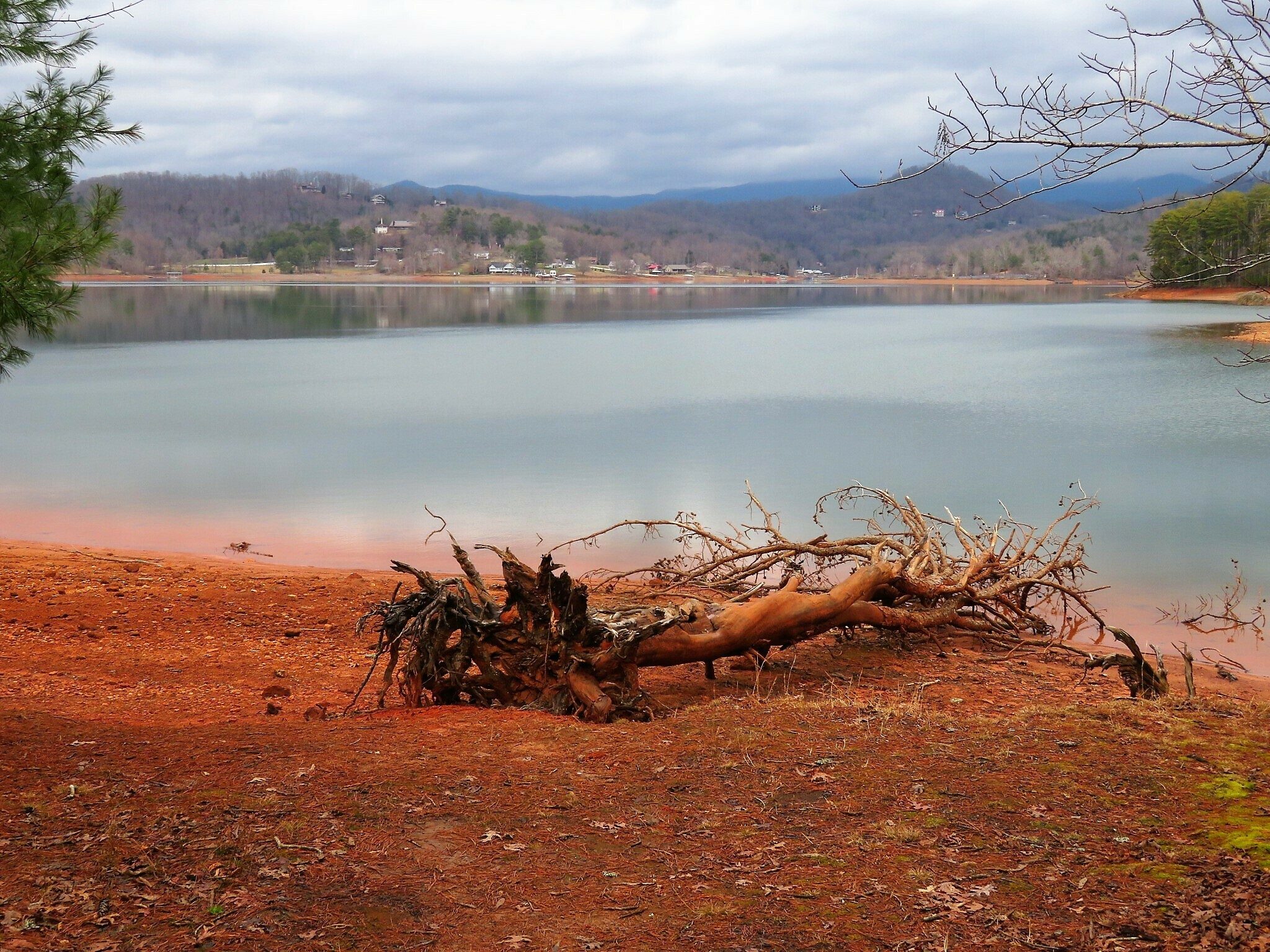 One of the few views of the lake from the hiking trail toward the end of the hike.  Low water!
