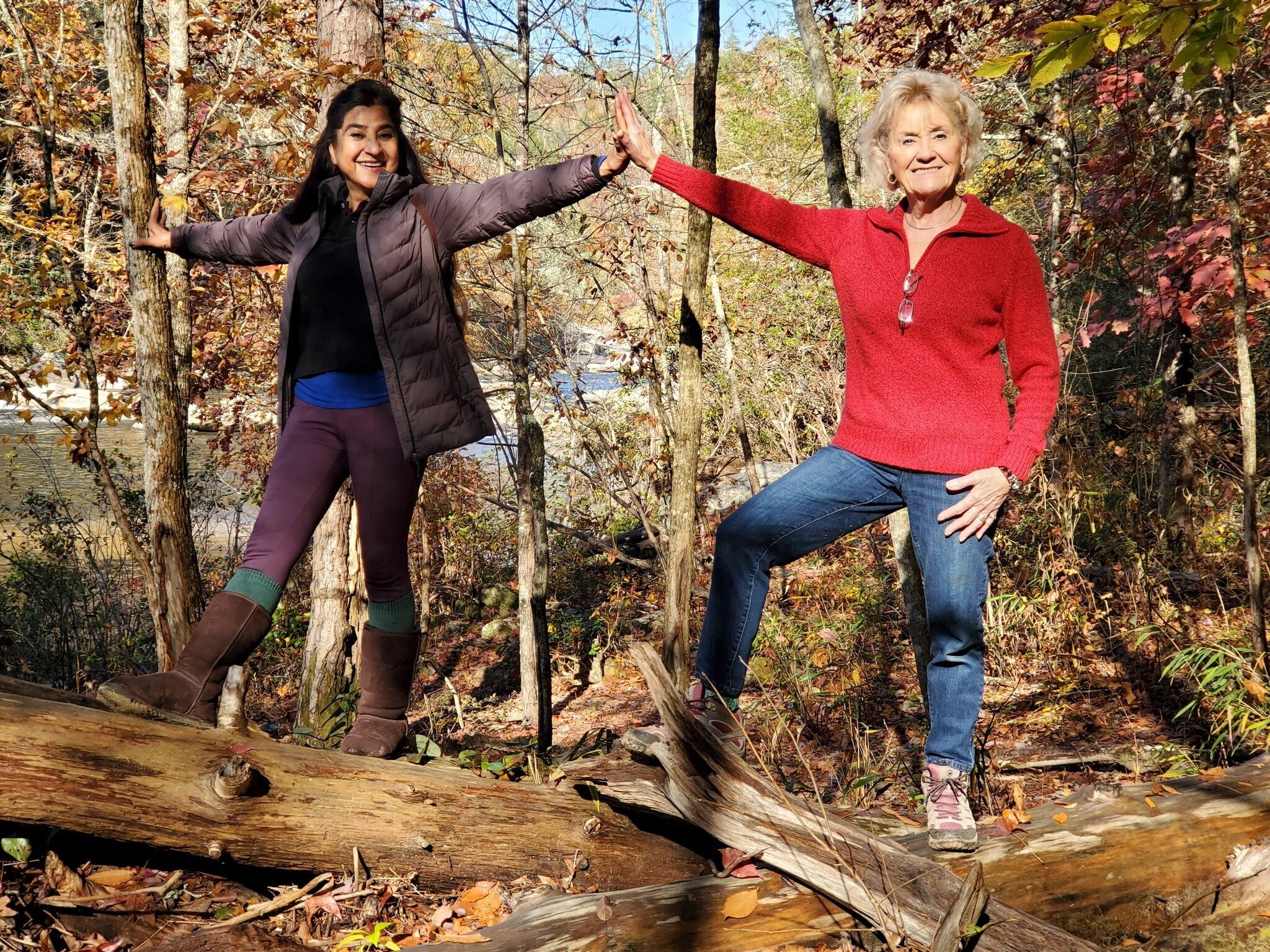 Beth & Trushna having a good time near the Chatooga River.