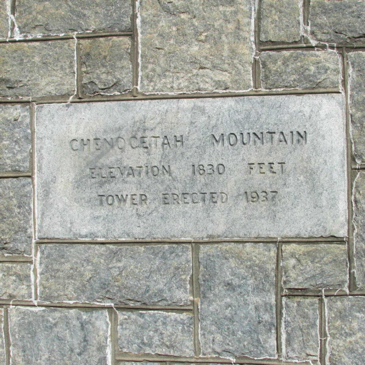 Dedication plaque for the Chenocetah Fire Tower.