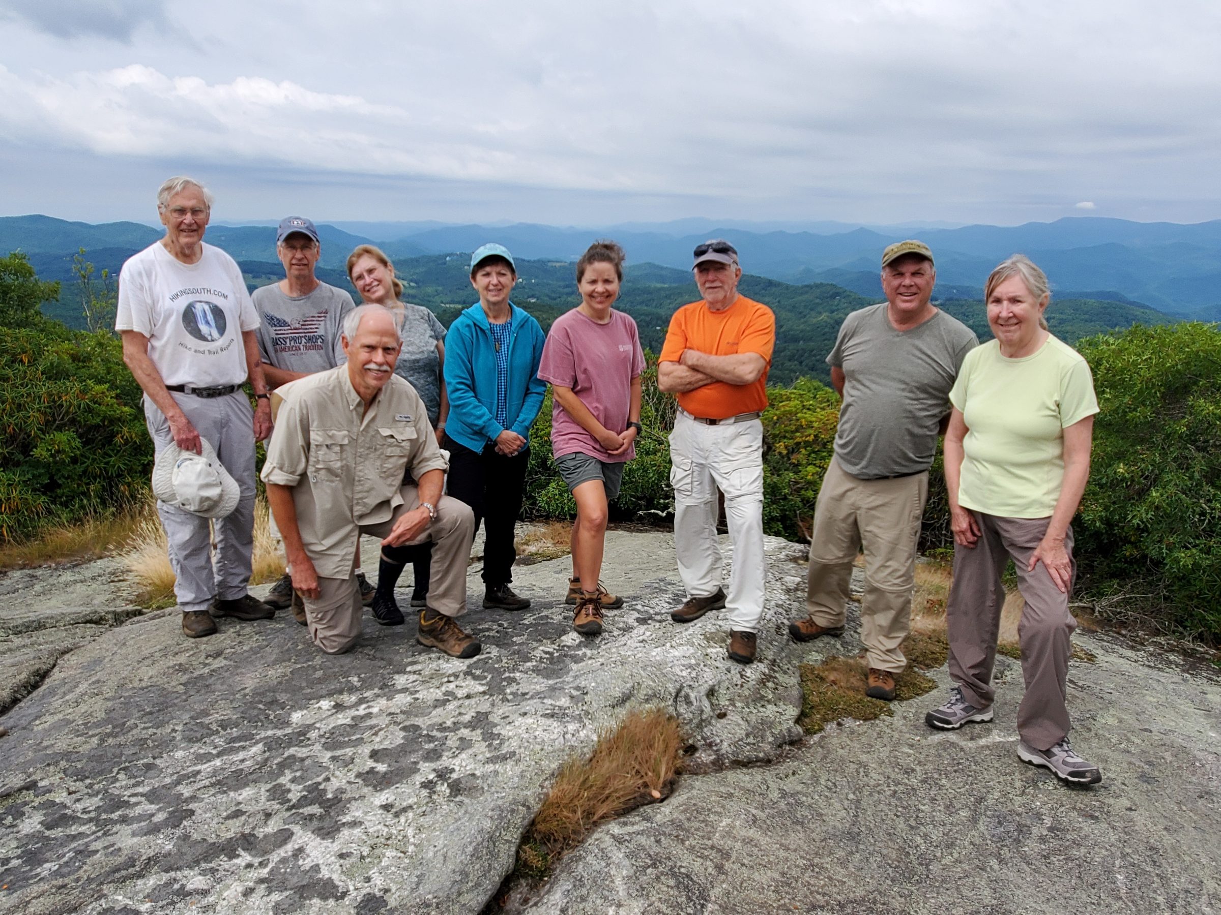 Today's hikers (L-R): Dick, Edwin, Gretta, Mike, Jenny, Heather, Vic, John & Angela