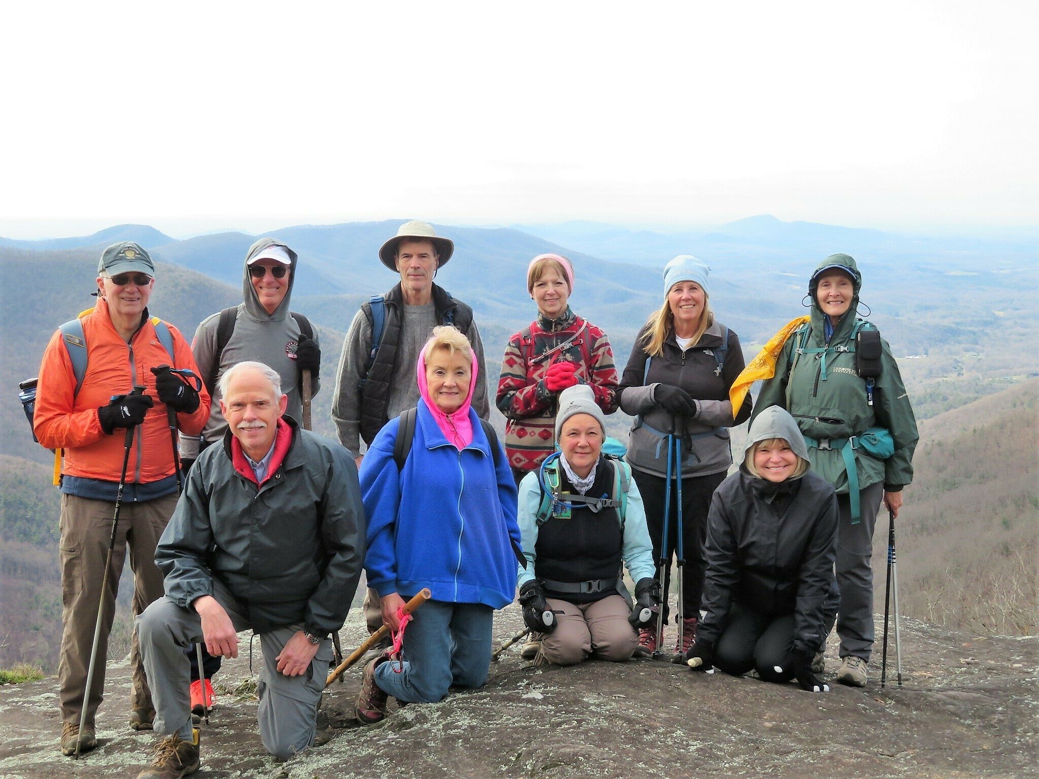 Today's Hikers (L-R) Back: Ray, Tim Gerald, Jenny, Lynn & Terre; Front: Mike, Beth, Christine & Esther