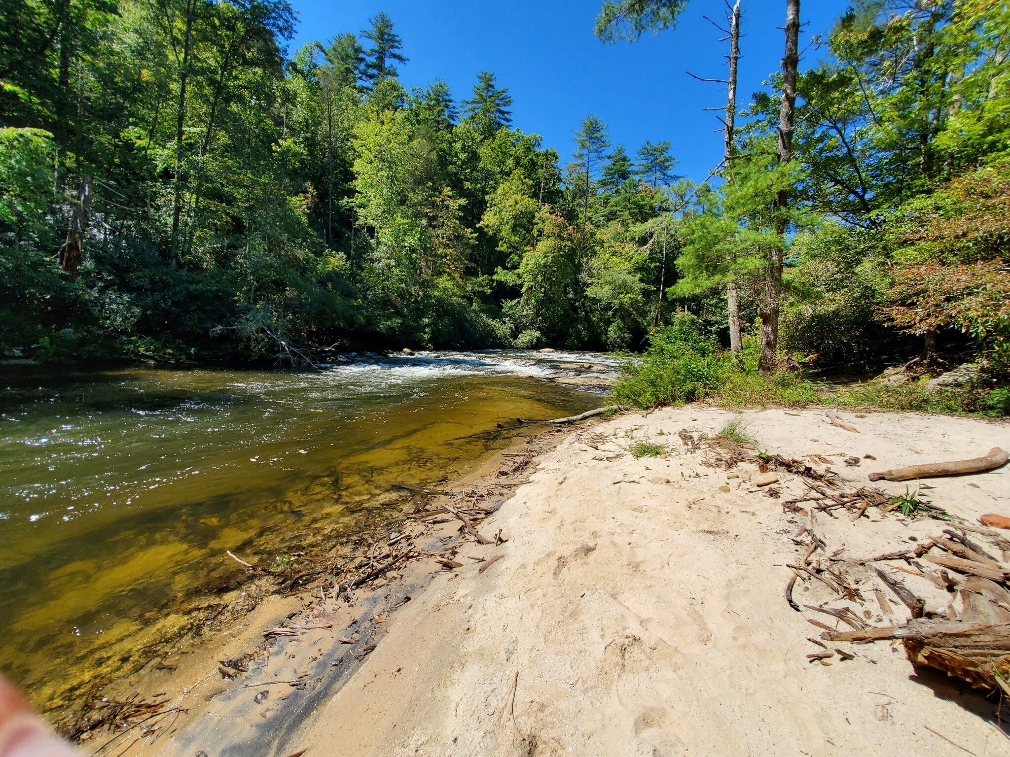 A sandy beach along the trail.