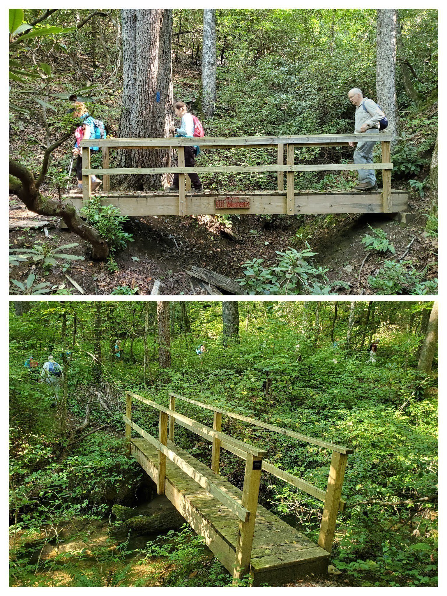 Two of several wooden bridges along the way.