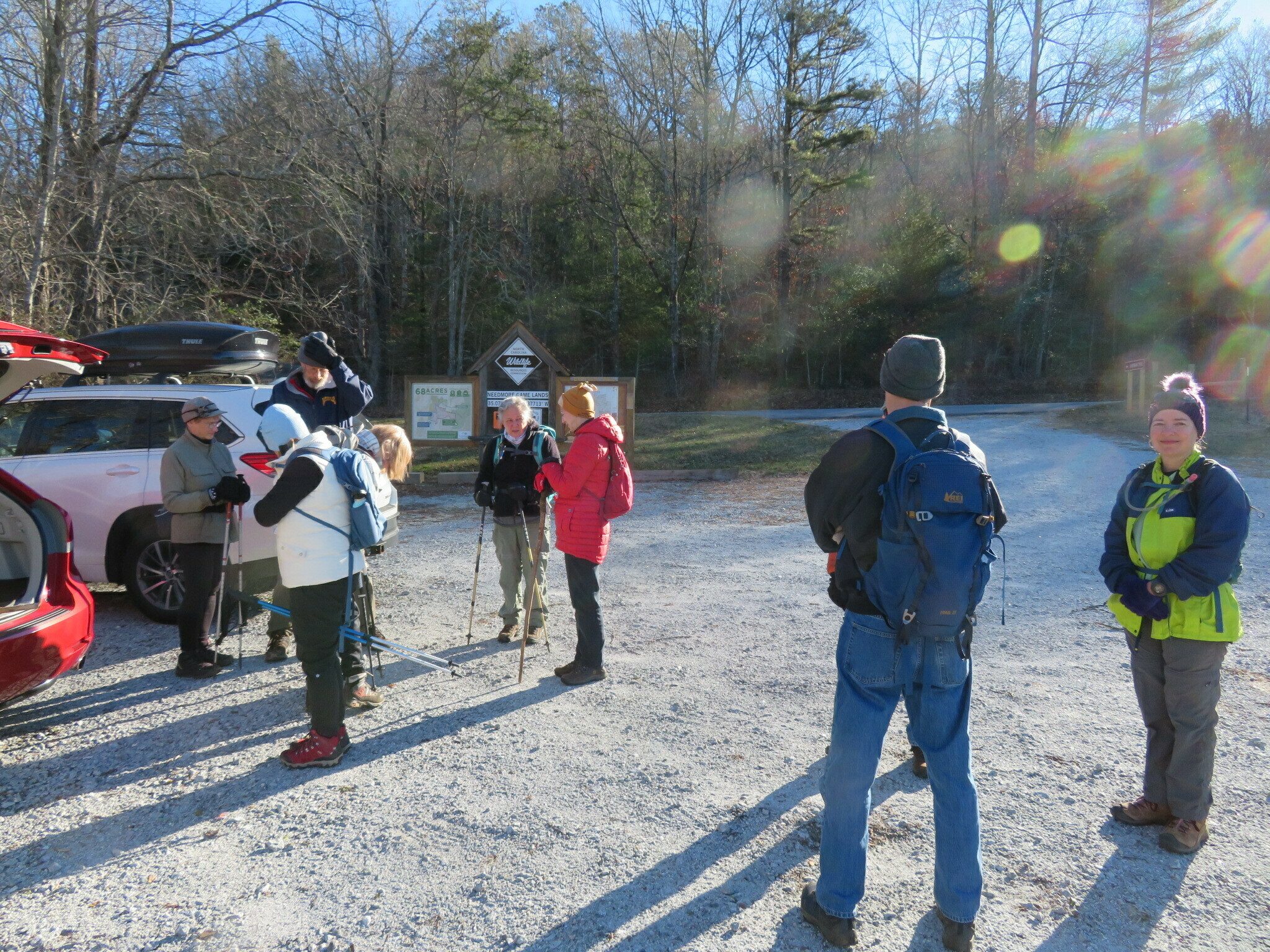 Getting organized for today's hike.
