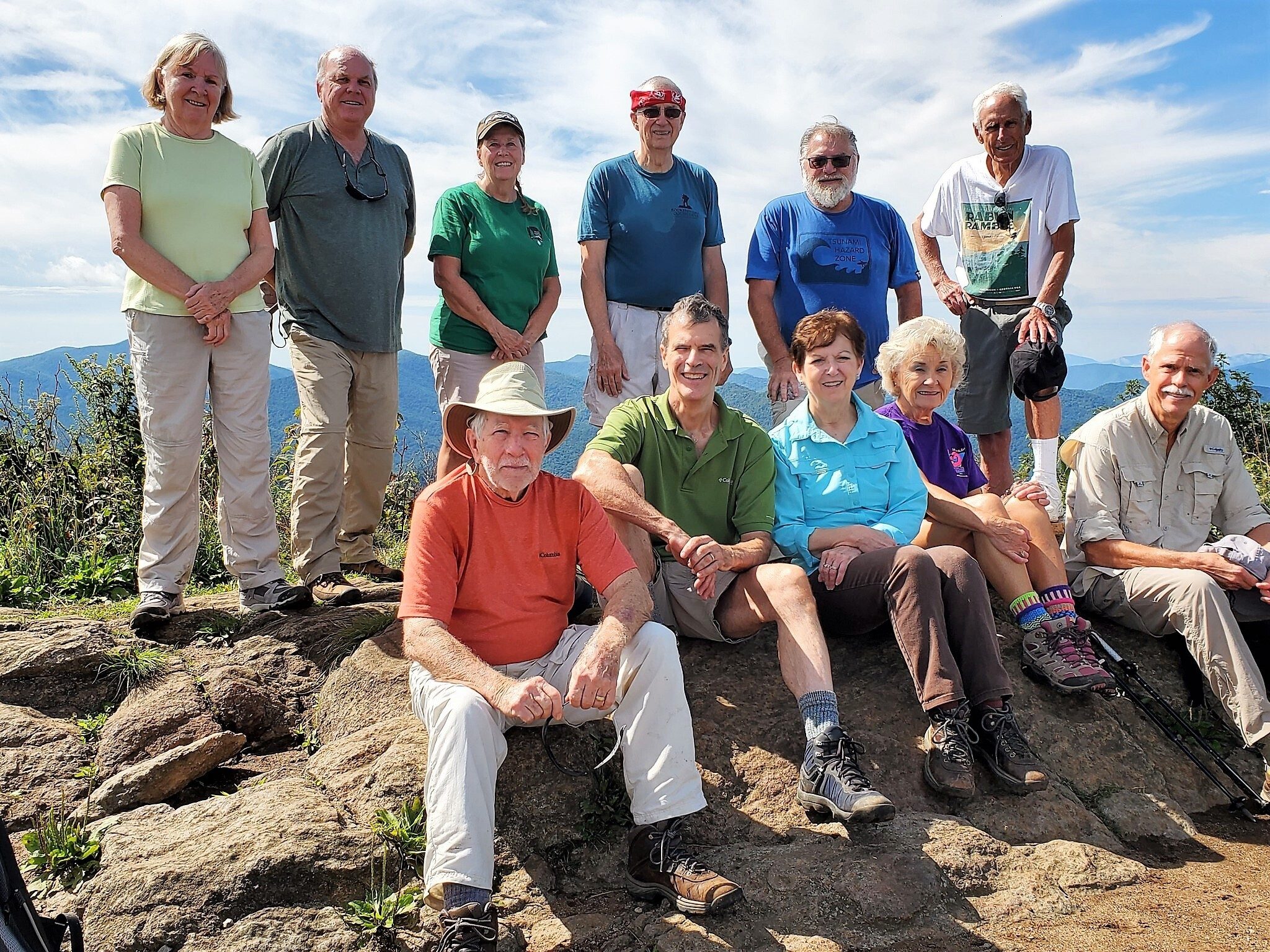 Today's hikers (L-R)-Back: Angela, John, Lynn, Ray, Jack & Mike Jones. Front: Vic, Gerald, Jenny, Beth & Mike.