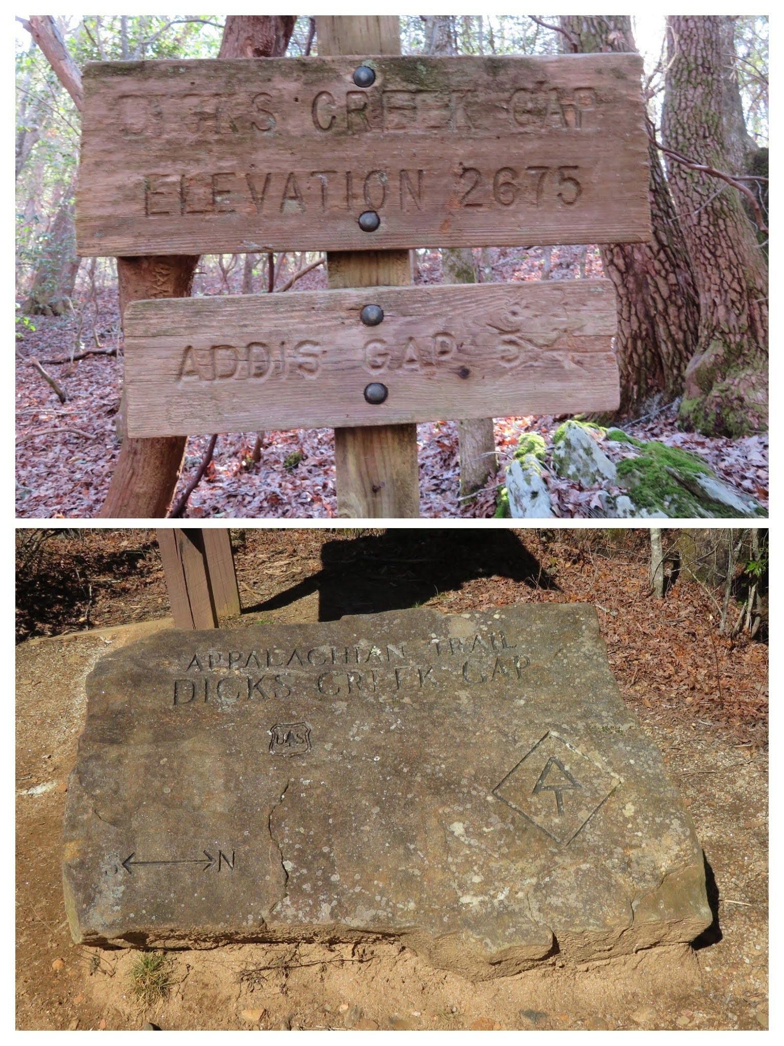 Signs and monuments at the beginning of the trail.