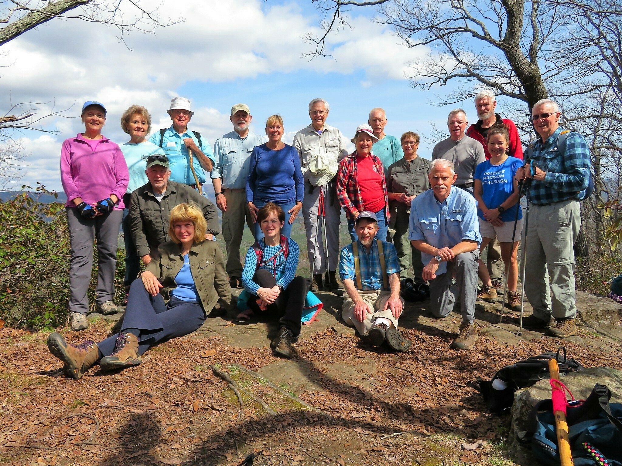 Today's Hikers (L-R) Back:- Terre, Beth, Joe, Bob, Lynn, Dick, Jeanne, Don., Mary Lu, Stephen, Dave, Heather & Ray; Front: Vic, Inna, Jenny, Bruce & Mike.
