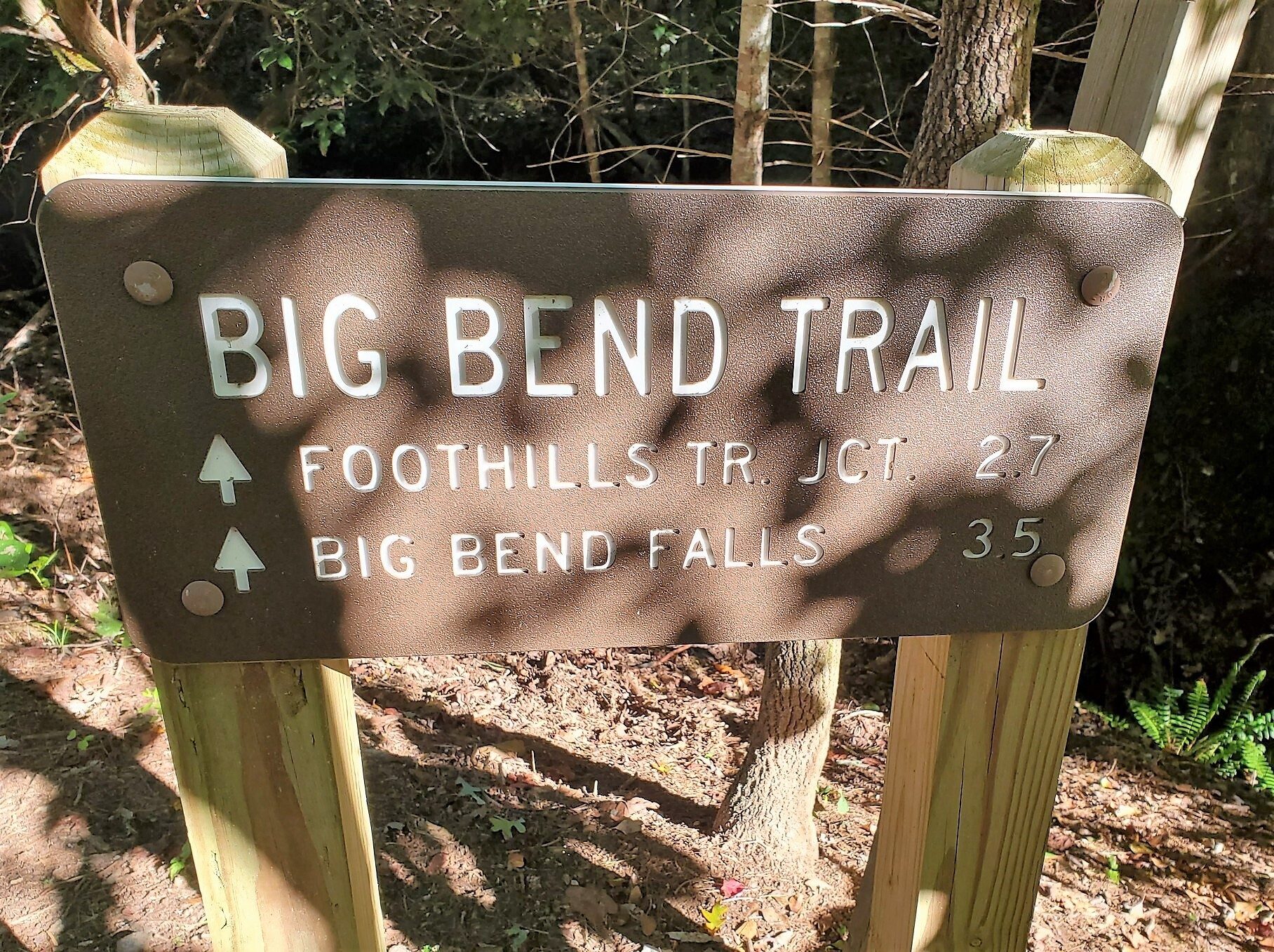 Trailhead signs.  Good luck in actually seeing Big Bend Falls!