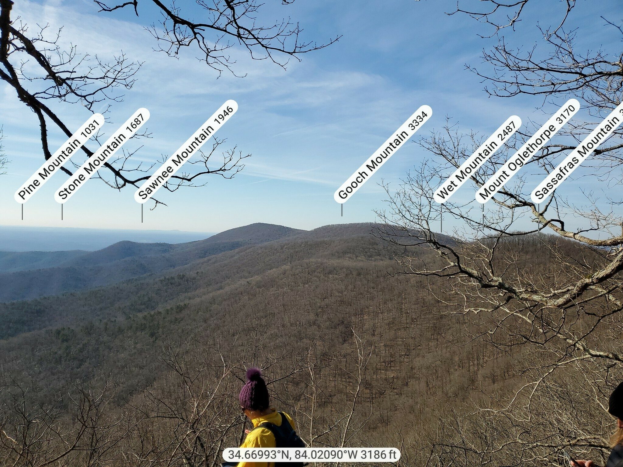 One of features of the Peak Finder app.  I shouldn't have moved the camera when prompted as the peak notations are shifted to the left.  Better next time!