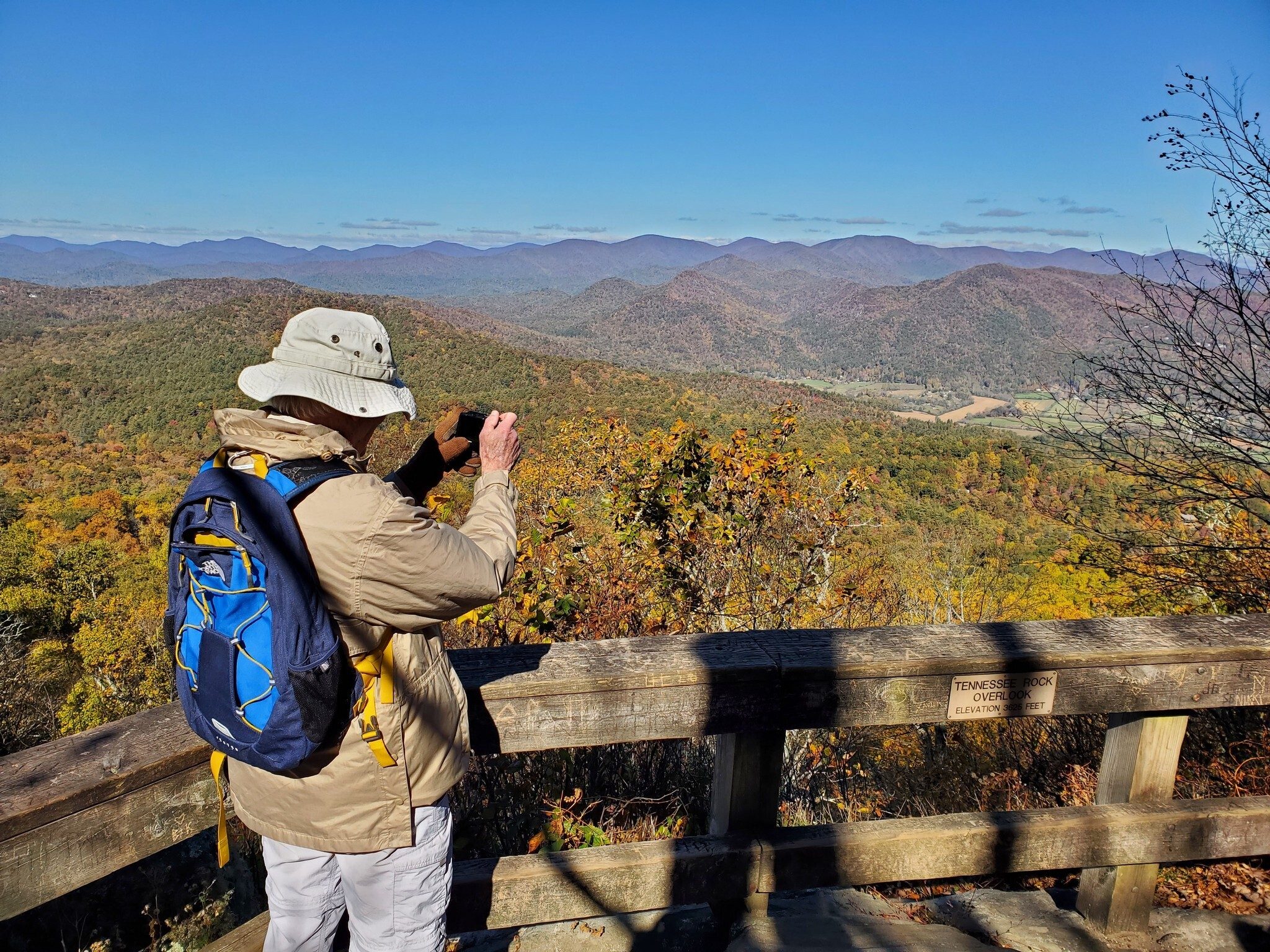 Dick Metzgar taking some photos from the cold & windy overlook.