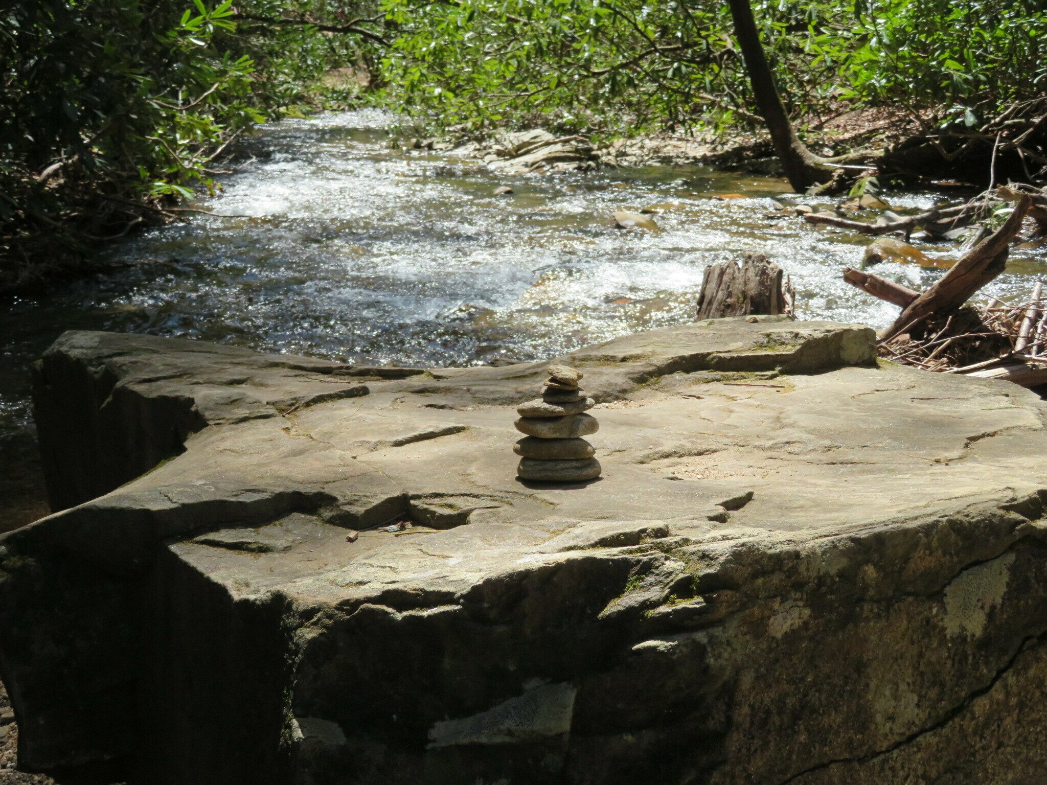 One last view of Dodd Creek on the way back.  Folks can't resist making rock cairns.