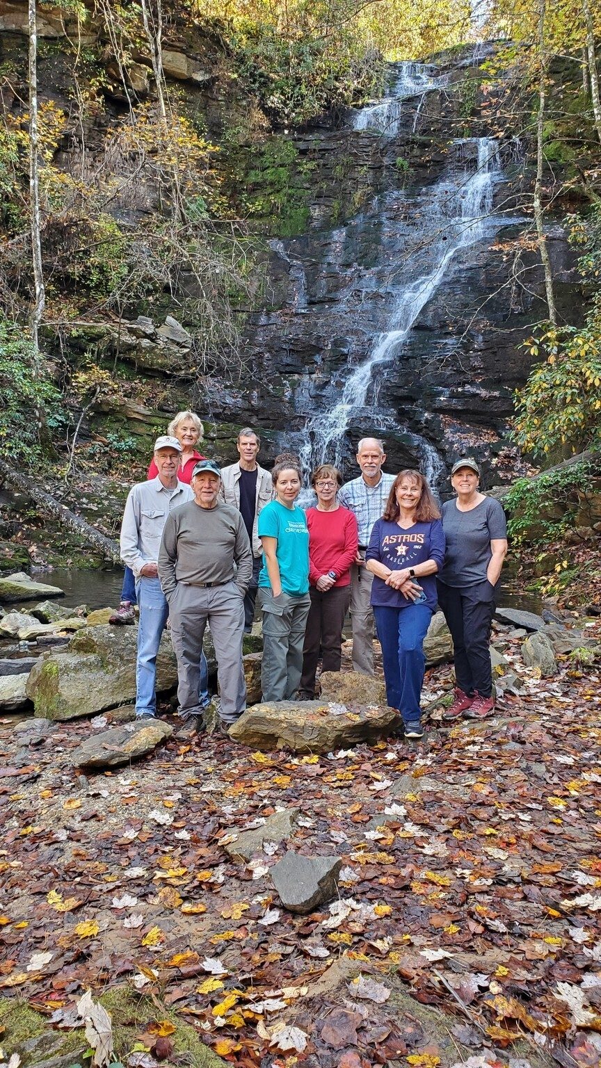Our hikers down to these second falls today (L-R): Edwin, Beth, Gerald, Heather, Jenny, Mike, Renee & Lynn.