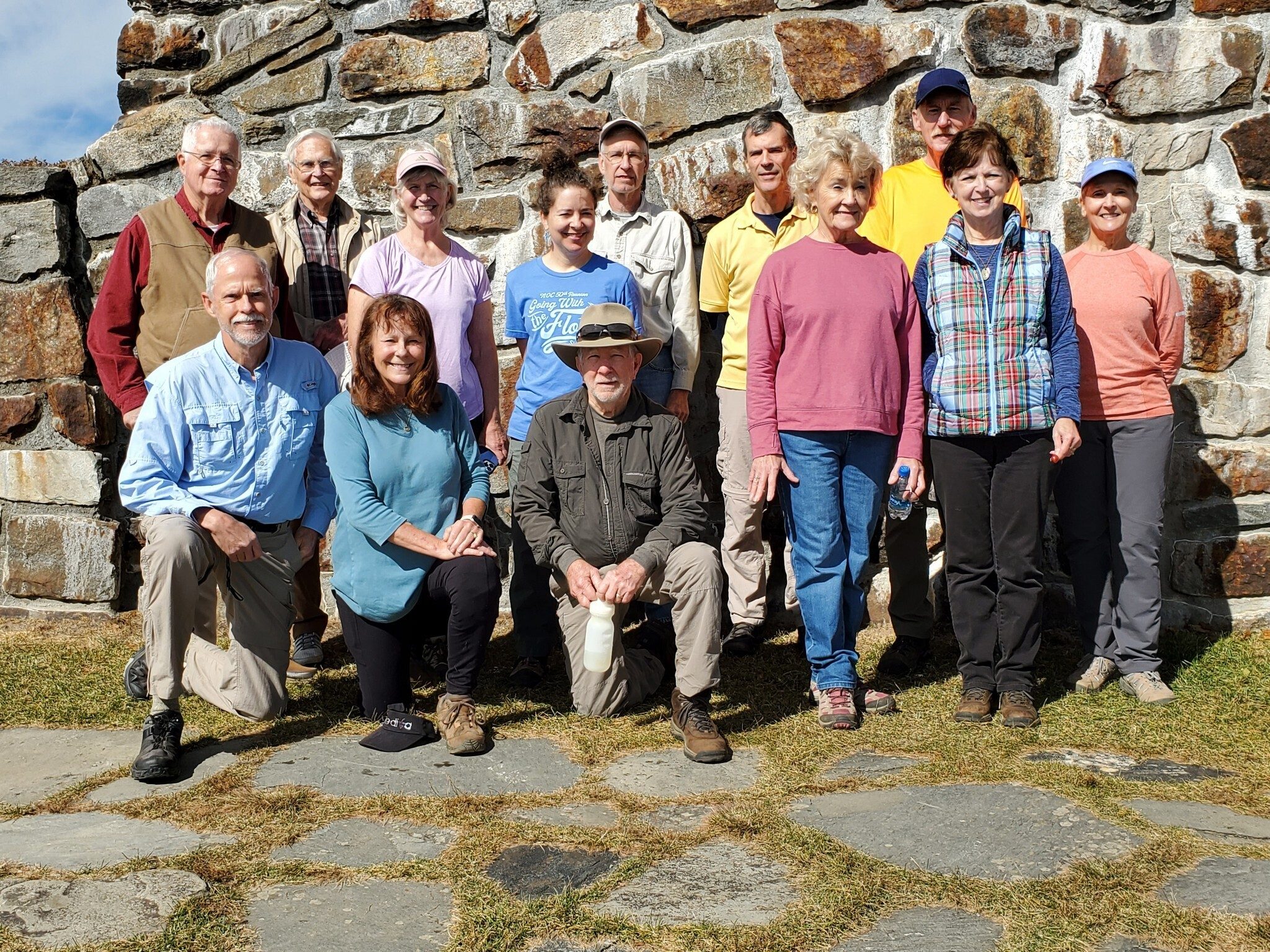 Today's hikers (L-R) Back: Dave Hinson, Dick Metzgar, Linda Shultz, Heather, Edwin, Gerald, Don & Terri; Front: Mike, Renee, Vic, Beth & Jenny,