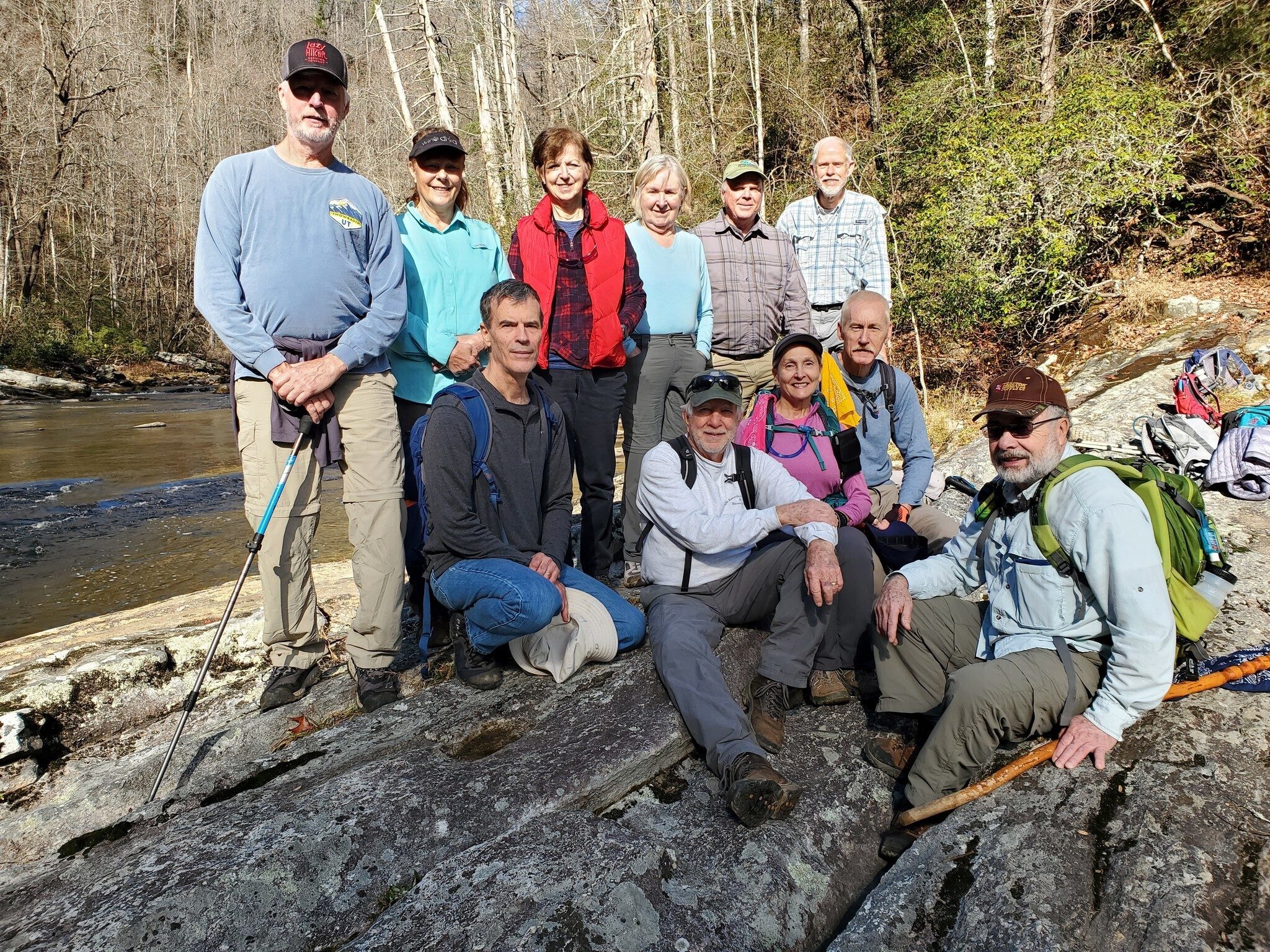 Today's hikers (L-R) Back: Ken, Renee, Jenny, Angela, John & Mike; Front: Gerald, Vic, Terre, Don & Gary
