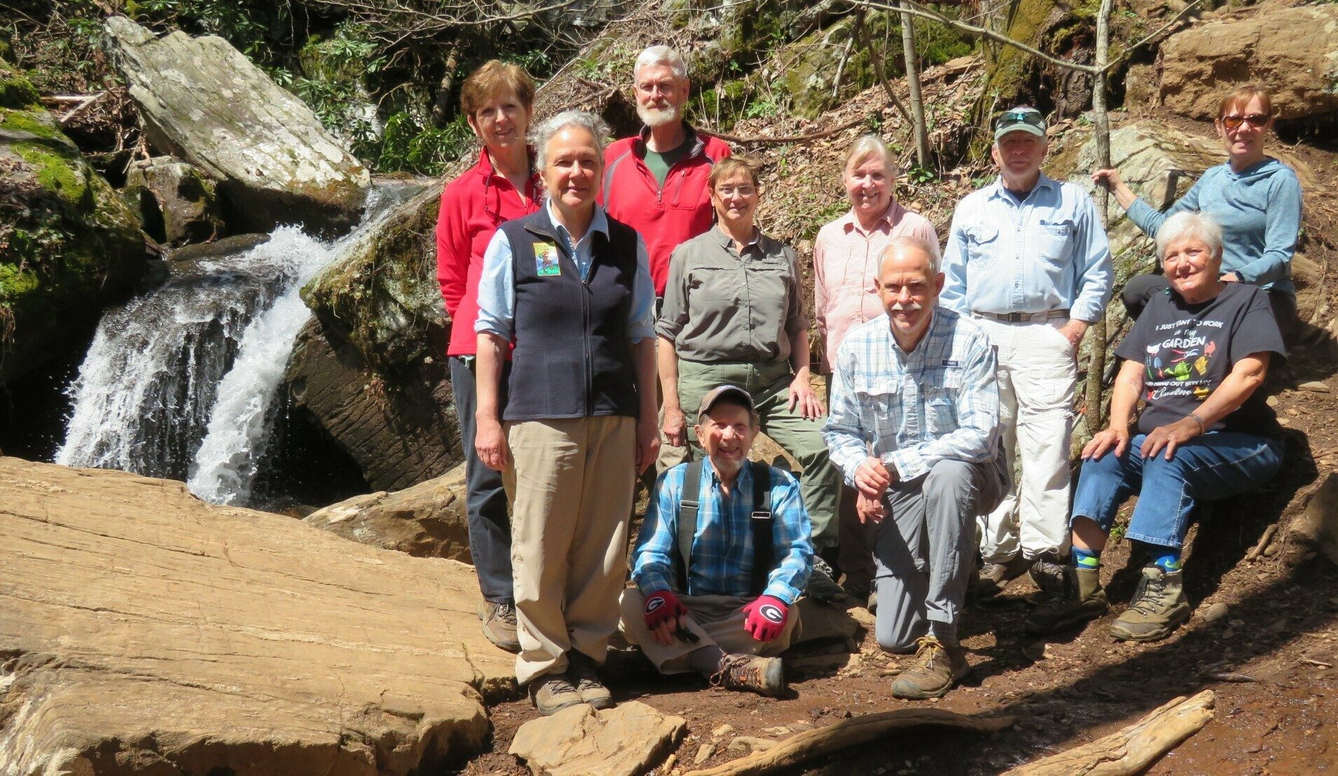 Today's hikers (L-R) Top Row: Jenny, Christine, Dave, Mary Lu, Angela, Vic & Doris ; Lower Row: Bruce, Mike & Jeanne. Not shown: Trushna